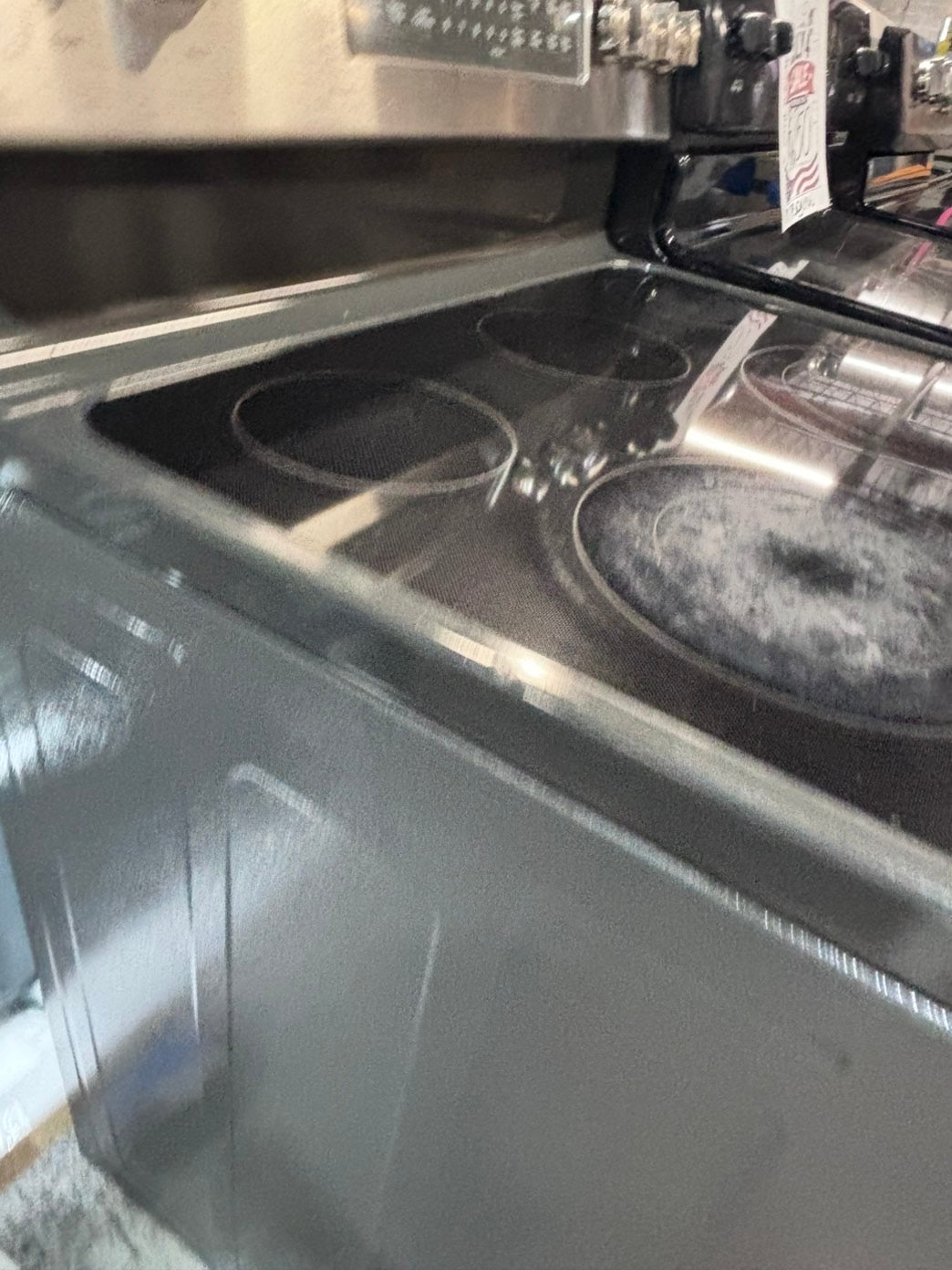 >*GE glass top double oven convection electric range 220v 5 burner stainless steel warm zone bake broil Refurbished fast boil 30" #ELPT16B