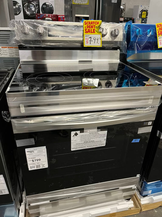 Open box Samsung electric range 220v bake broil self clean steam clean dehydrate stainless steel 30" #ER274DB