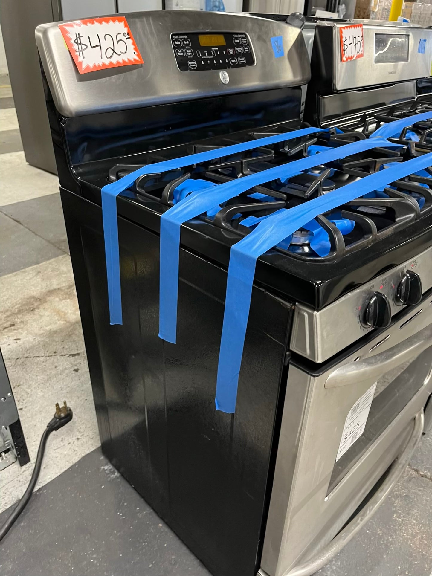 Ge gas range 5 burner stainless steel self clean, warming Drawer bake broil 30" Refurbished #GR389DB