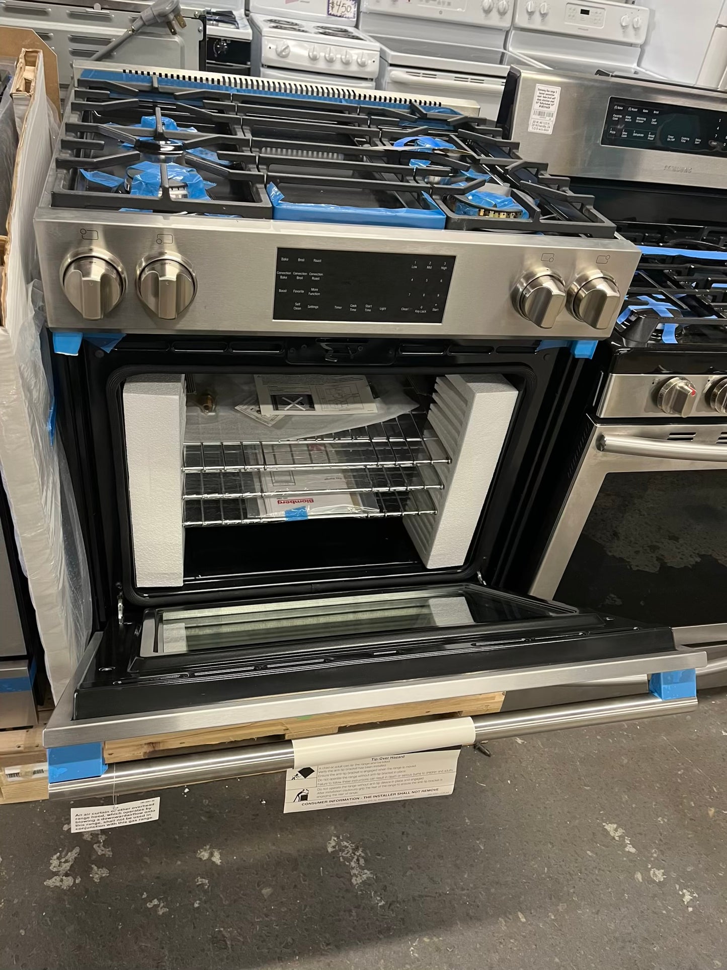 - Open box | scratch & dent Bloomberg gas range stainless steel convection roast bake broil slide in self clean 30" #GR743VB