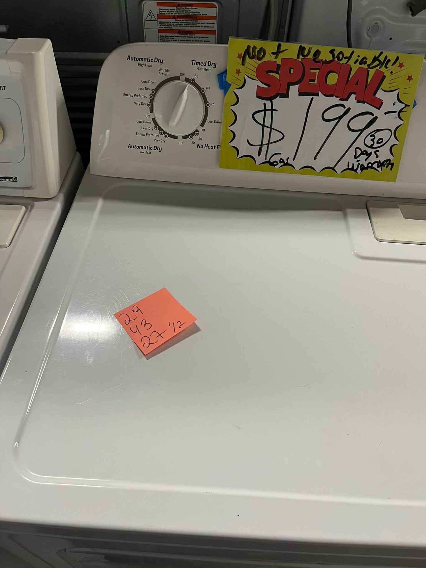 Whirlpool gas dryer side x side large capacity #ED065JB
