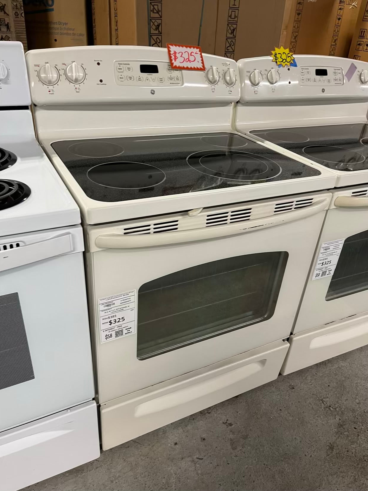GE electric range 220v 4 burner bake broil hi/lo self clean in off white Refurbished 30" #ER184GB