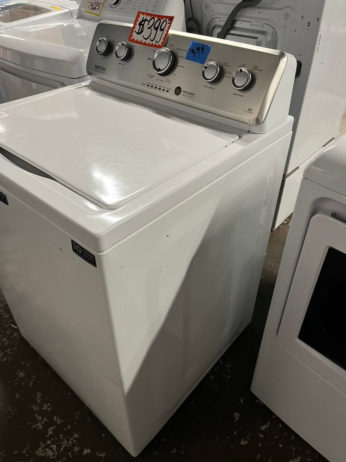 Maytag top load washing machine stainless steel drum W/agitator large capacity 4.5 cu ft 27" in #W759VB
