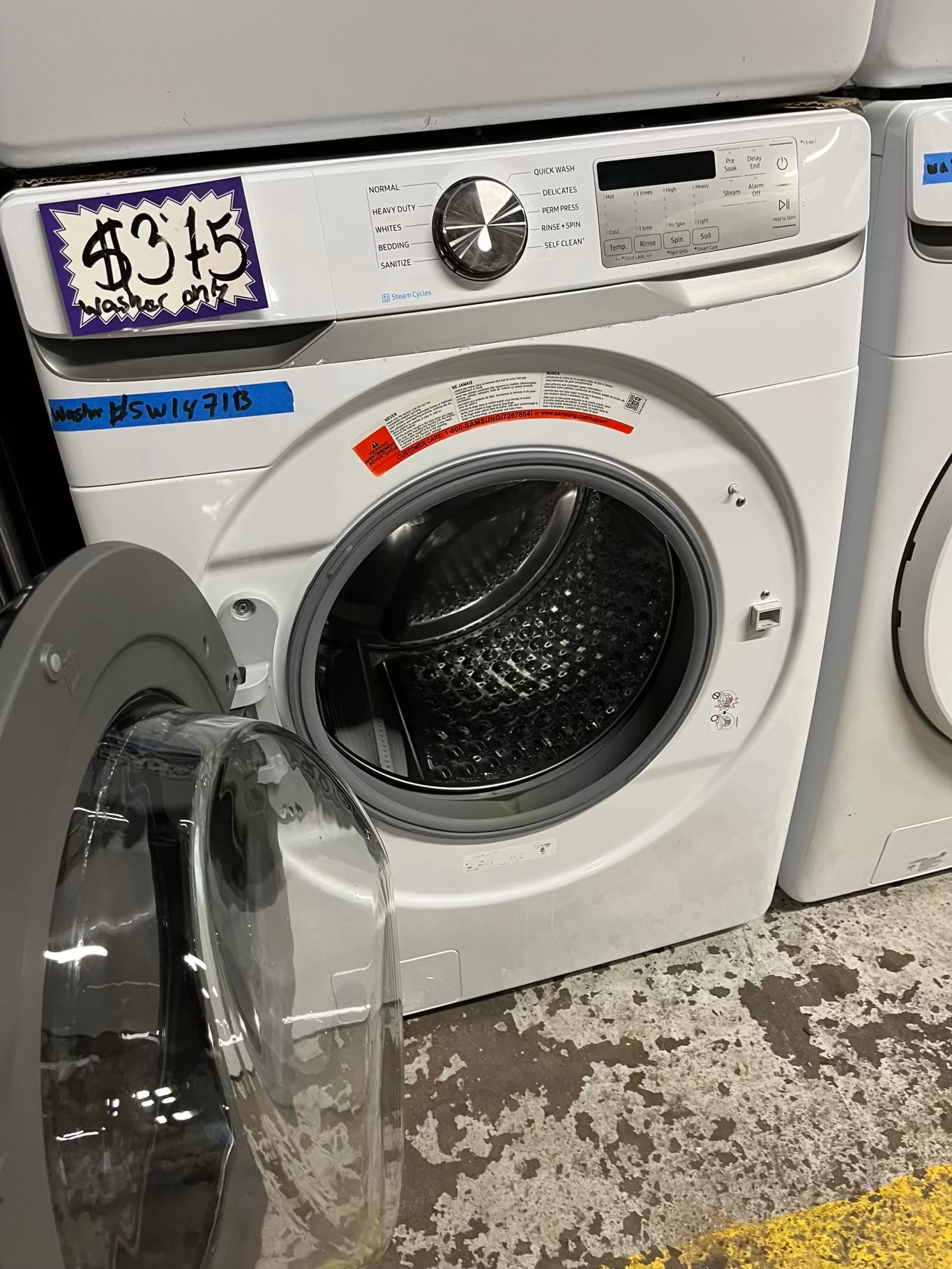 -Samsung white 27” 4.5cu.ft large capacity front load washing machine steam cycle stackable or side by side  #SW1471B