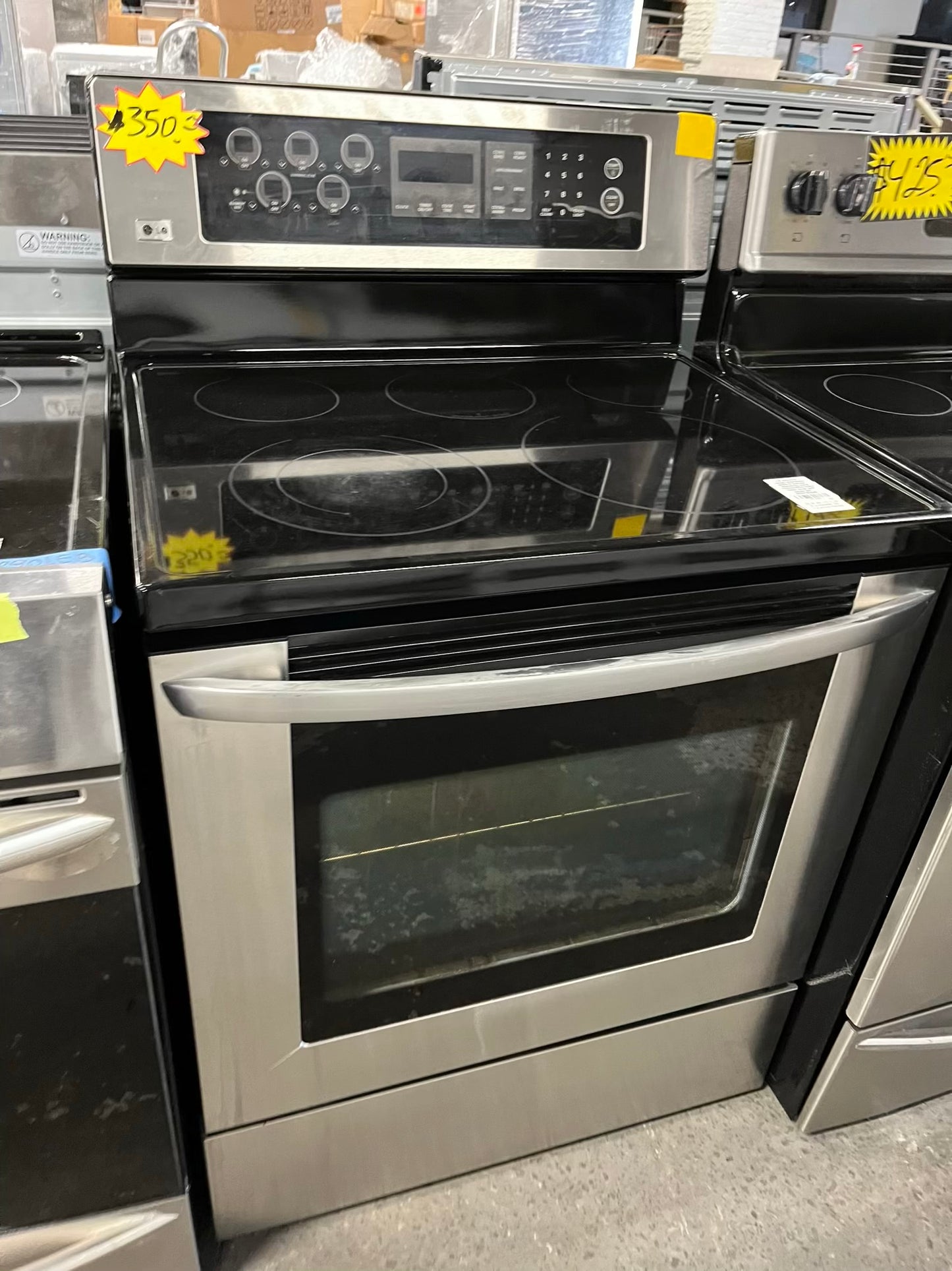 LG electric range stainless steel 5 burner warming zone convection bake roast broil self clean 30" #ER750NB