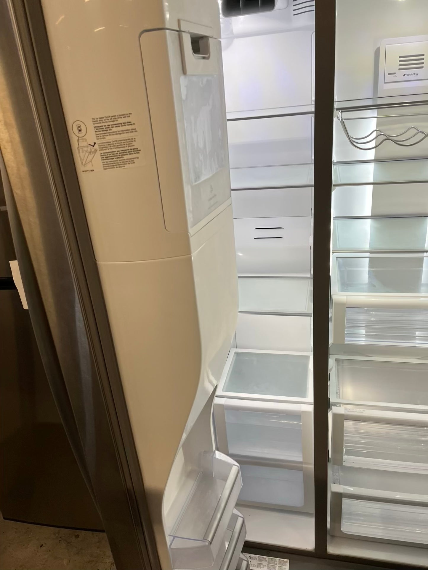 - Whirlpool Side x side Refrigerator stainless steel NO ice maker / NO water dispenser - item number #RF739AB 36” in Refurbished