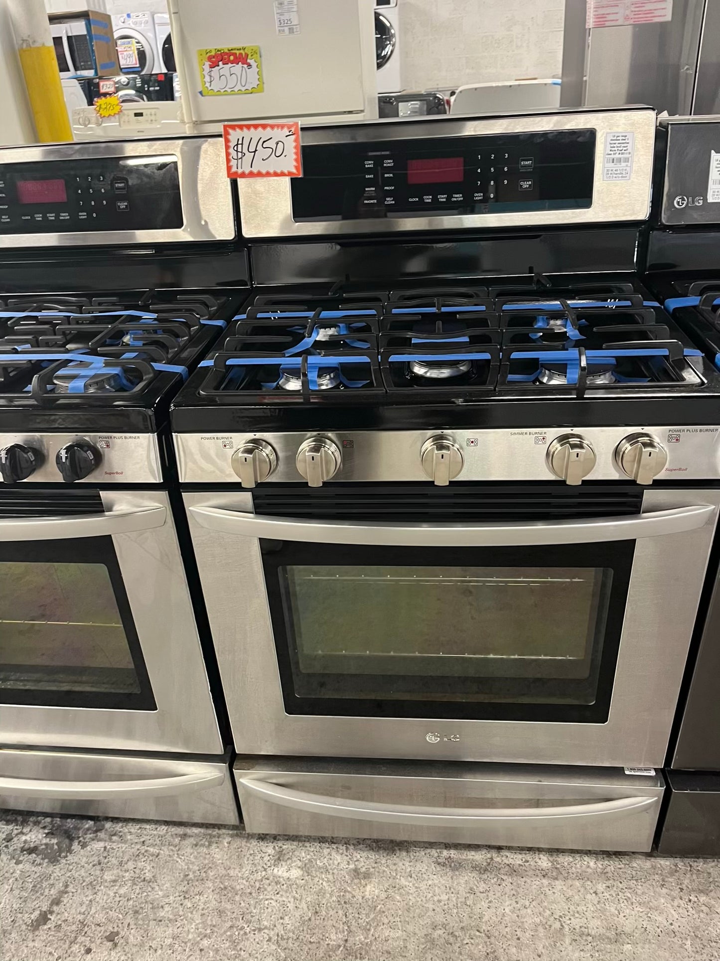 - GE gas range stainless steel 5 burner convection bake broil roast Warm Proof self clean 30" #GR111B