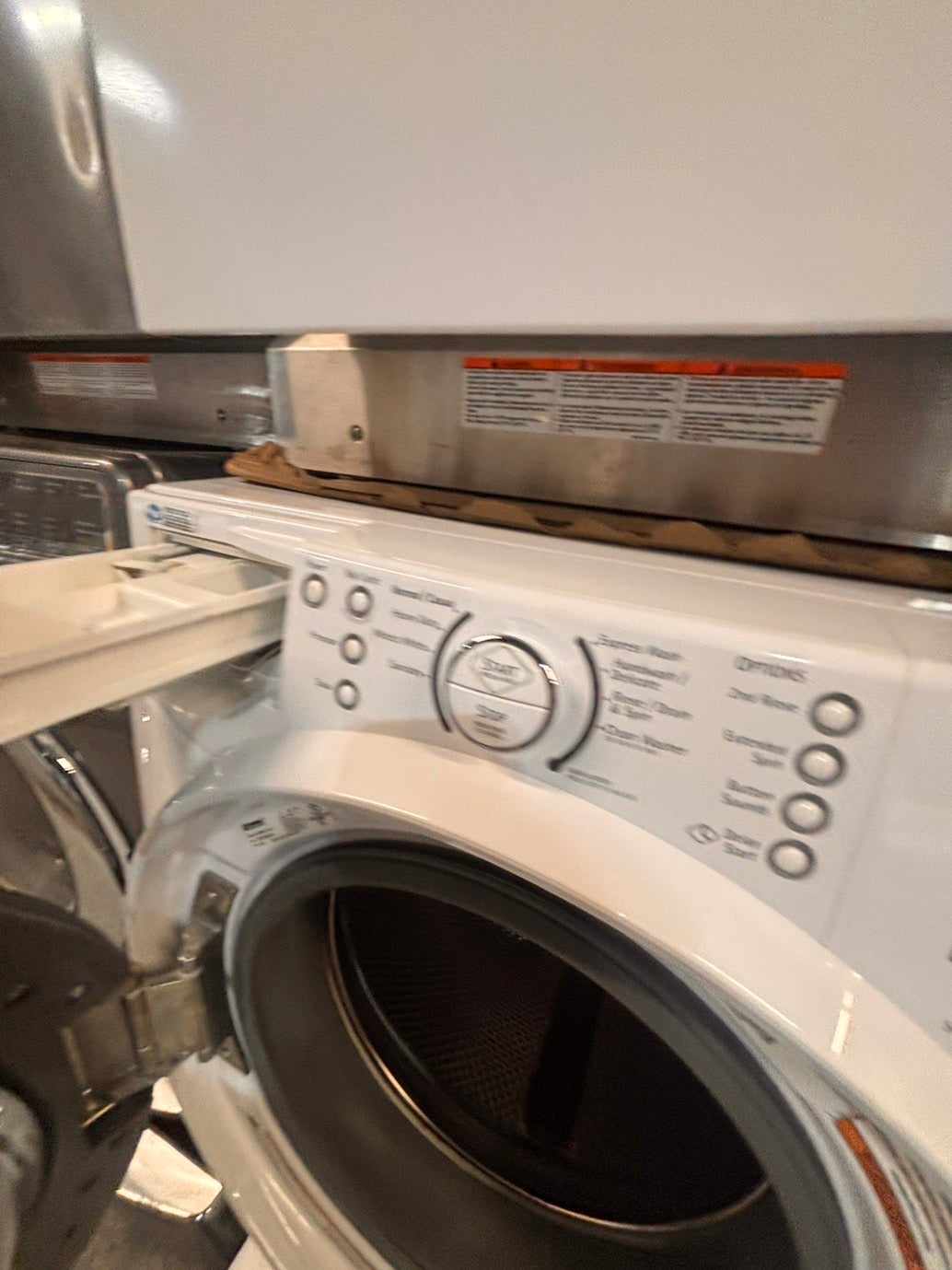 >*SALEš„used- refurbished Kenmore washer & whirlpool dryer mix & match front load electric 220v large capacity with pedestals in white color 27ā #ES8KV7B