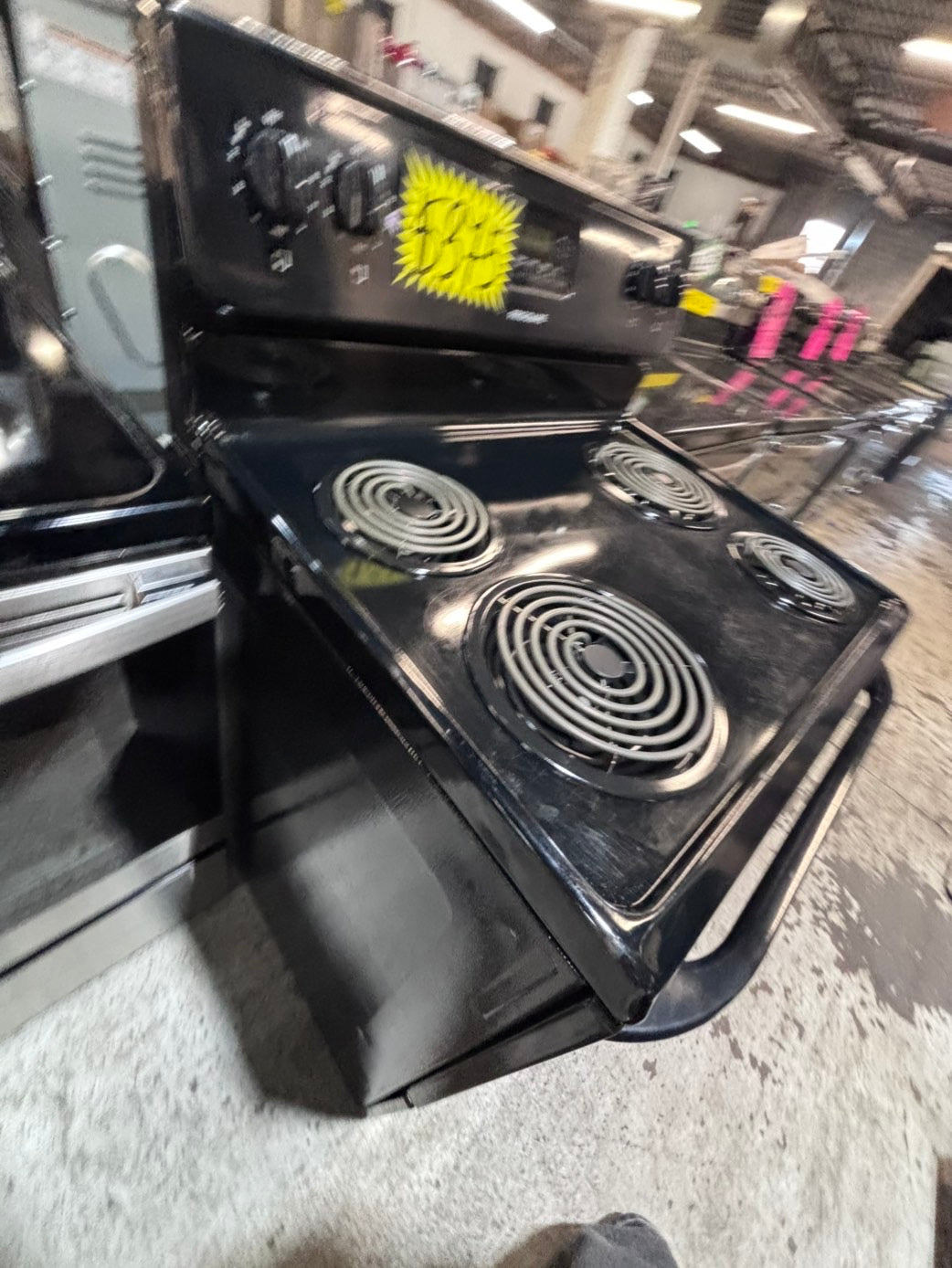 >*frigidaire black electric coil top range coil 220v bake /Broil 4 burner used-Refurbished great condition 30" #FBF55B