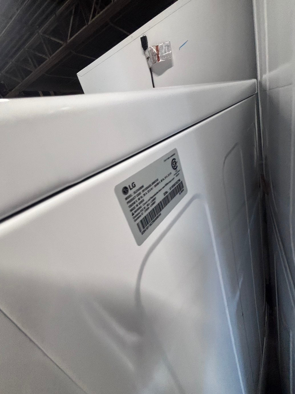 >*LG white Dryer electric 220v in front load w/pedestal extra storage stainless steel drum large capacity 27" refurbished #EGLY1XB