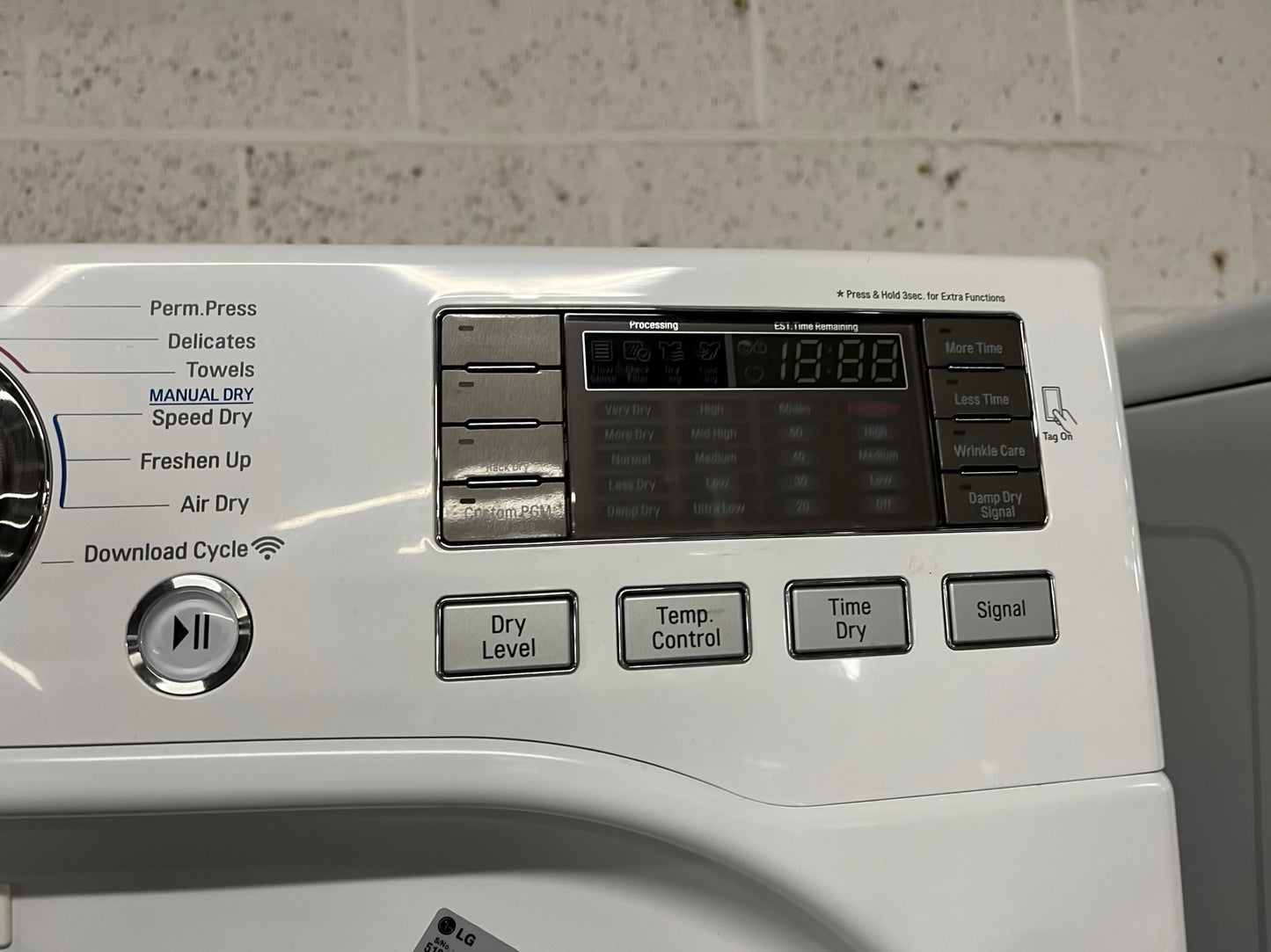 LG steam cycle washer 4.5 cu ft & dryer 7.5 cu ft set electric 220v front load stackable sensor dry He In white #WD854JB