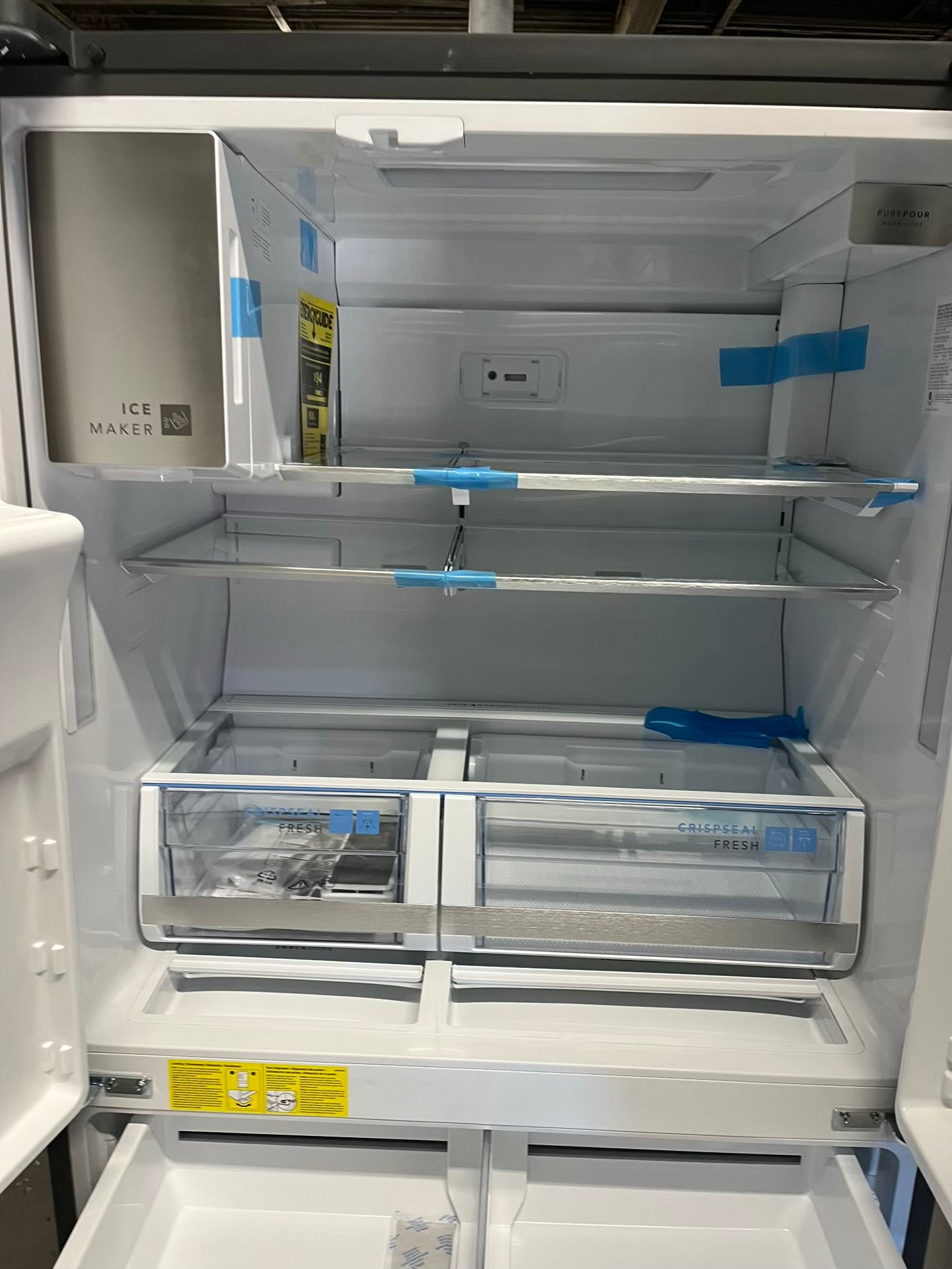 - Frigidaire Gallery four door refrigerator counter depth  stainless steel w/ice and water dispenser  used-refurbished 36”  #RF994BPB