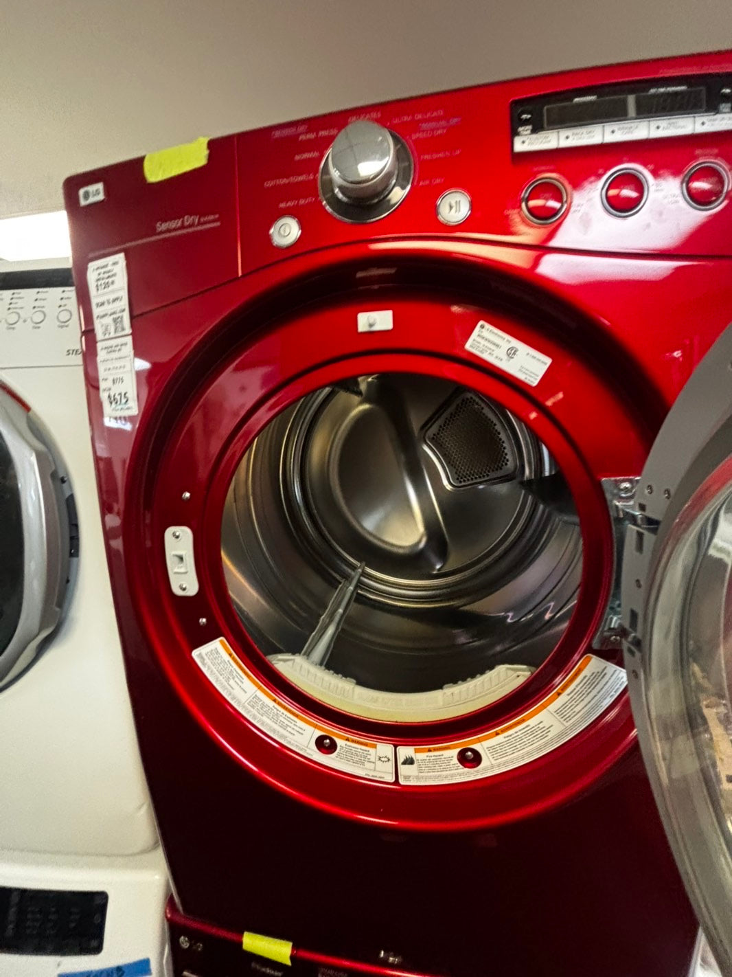 LG front load red washer & dryer set stackable or side by side electric 220v stackable large capacity #LGWDS994HL