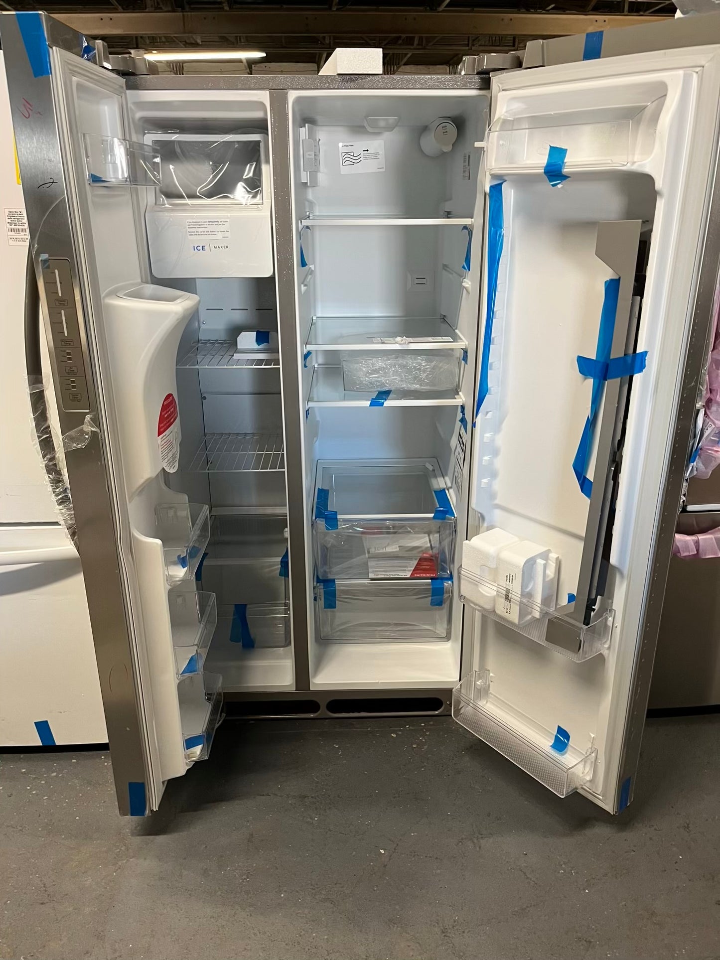 Open Box 📦 | scratch & dent Frigidaire side x side refrigerator w/ice water dispenser inside stainless steel 36" #RF875VB