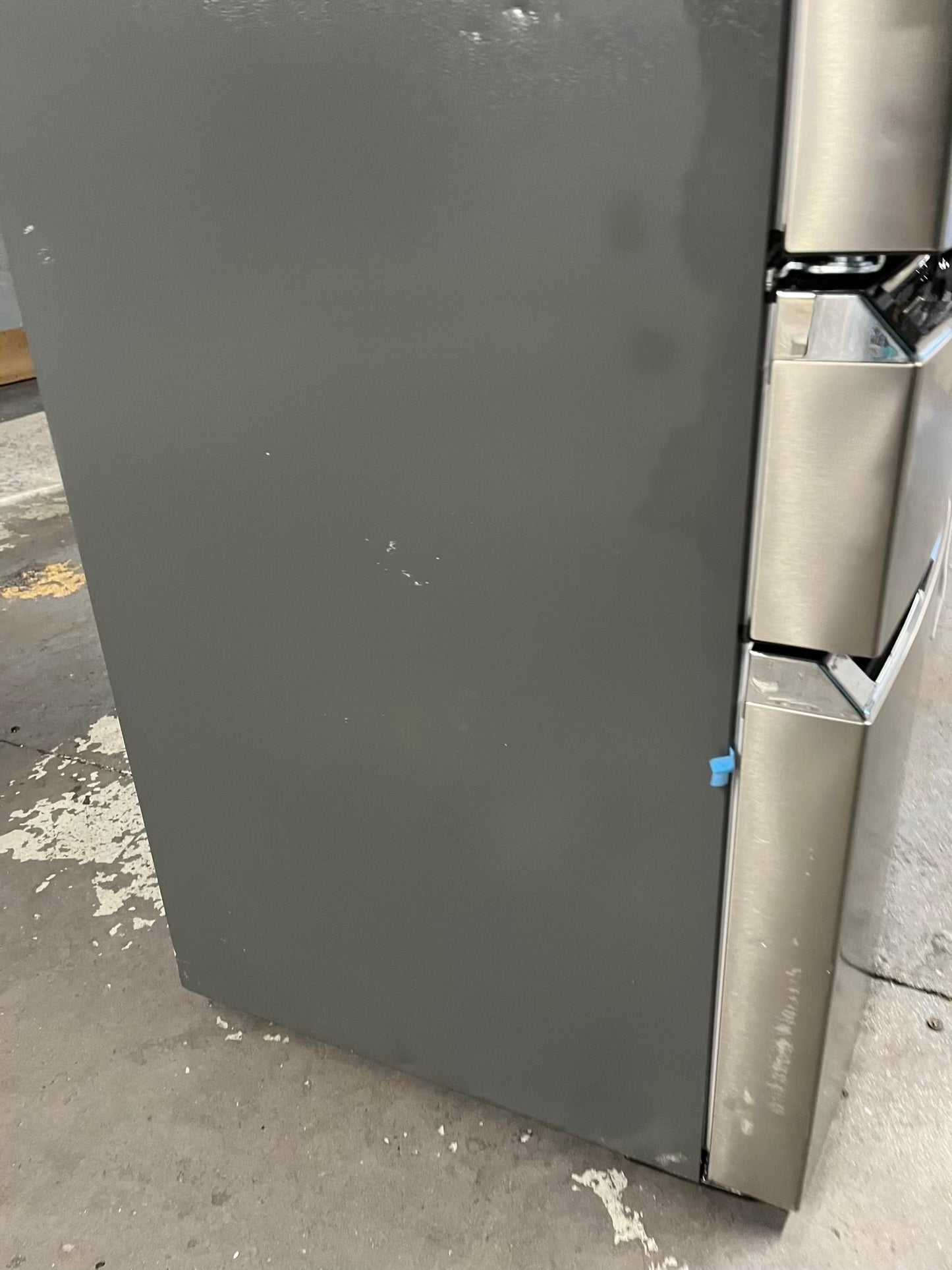 - Frigidaire Gallery four door refrigerator counter depth  stainless steel w/ice and water dispenser  used-refurbished 36”  #RF994BPB