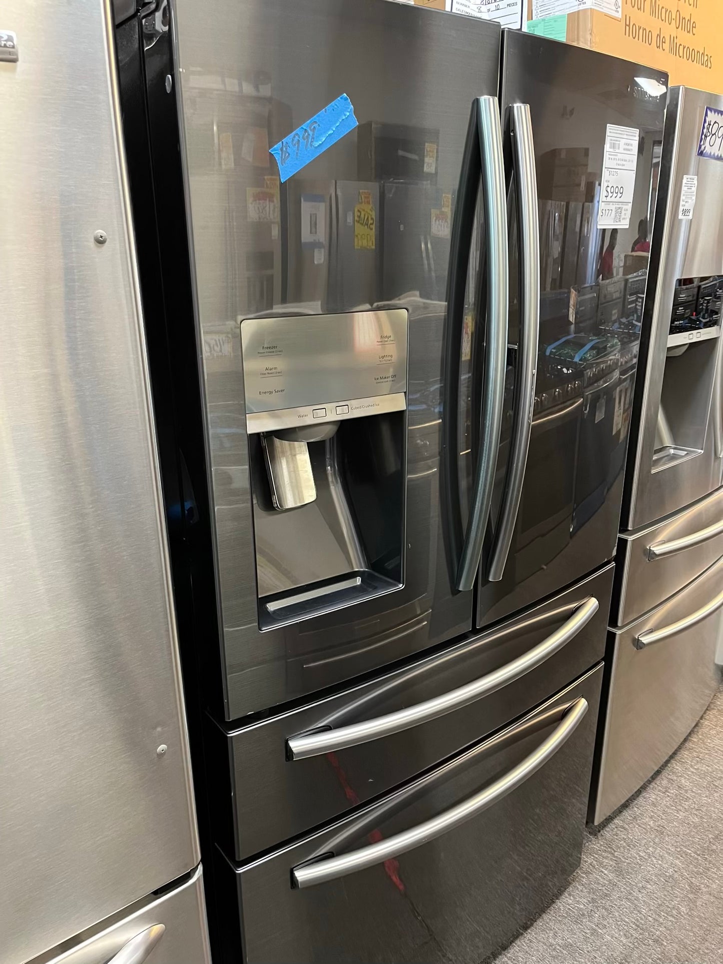 Samsung Four door refrigerator Showcase Slate stainless steel w/ice water dispenser 36" Refurbished #RF736EB