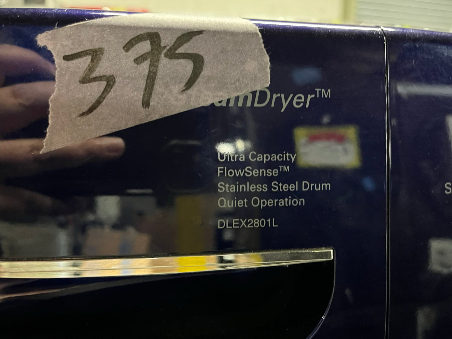 LG Dryer electric 220v navy blue front load w/pedestal extra storage stainless steel drum large capacity 27" refurbished #ED339WB