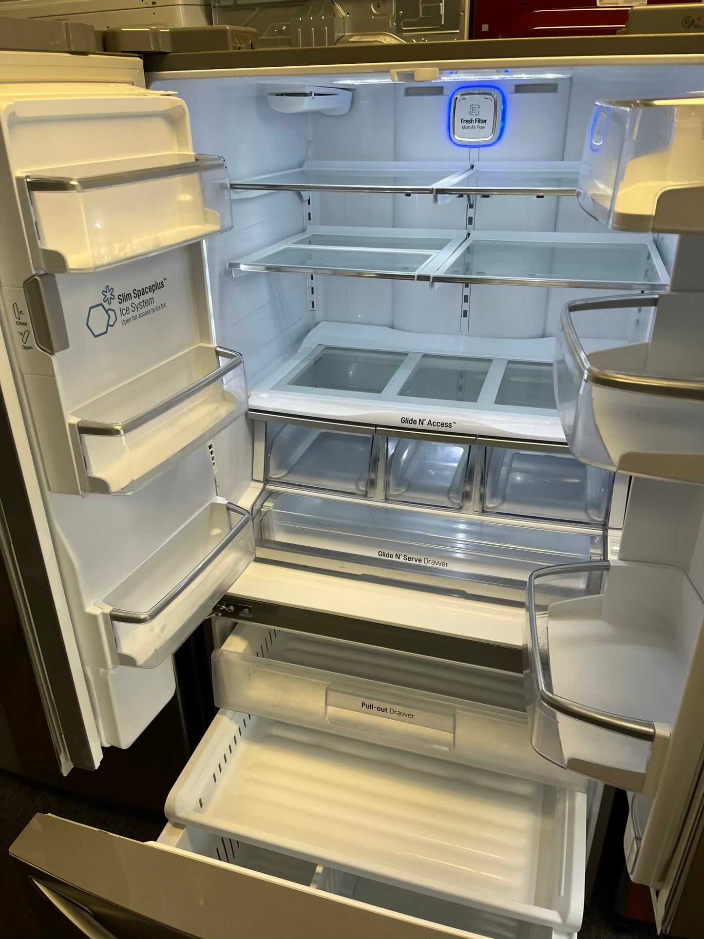 Used | Refurbished Le french door refrigerator stainless steel w/Ice water dispenser 36" # RF506ZL