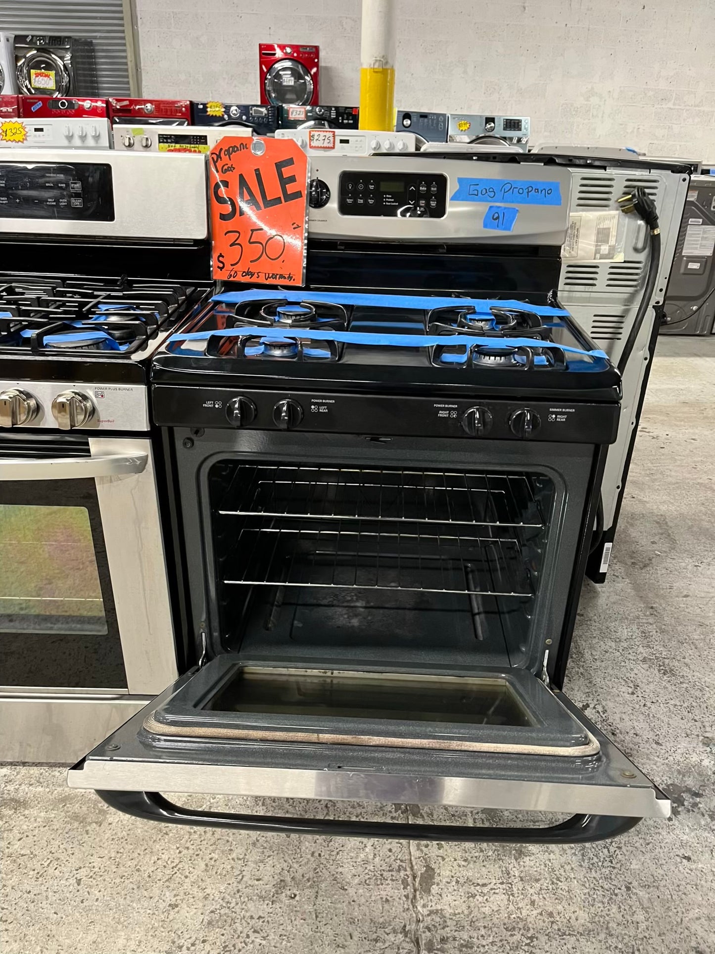 - Kenmore Gas range Propane 4 burner stainless steel warm hold bake broil 30" Refurbished #GR393UB