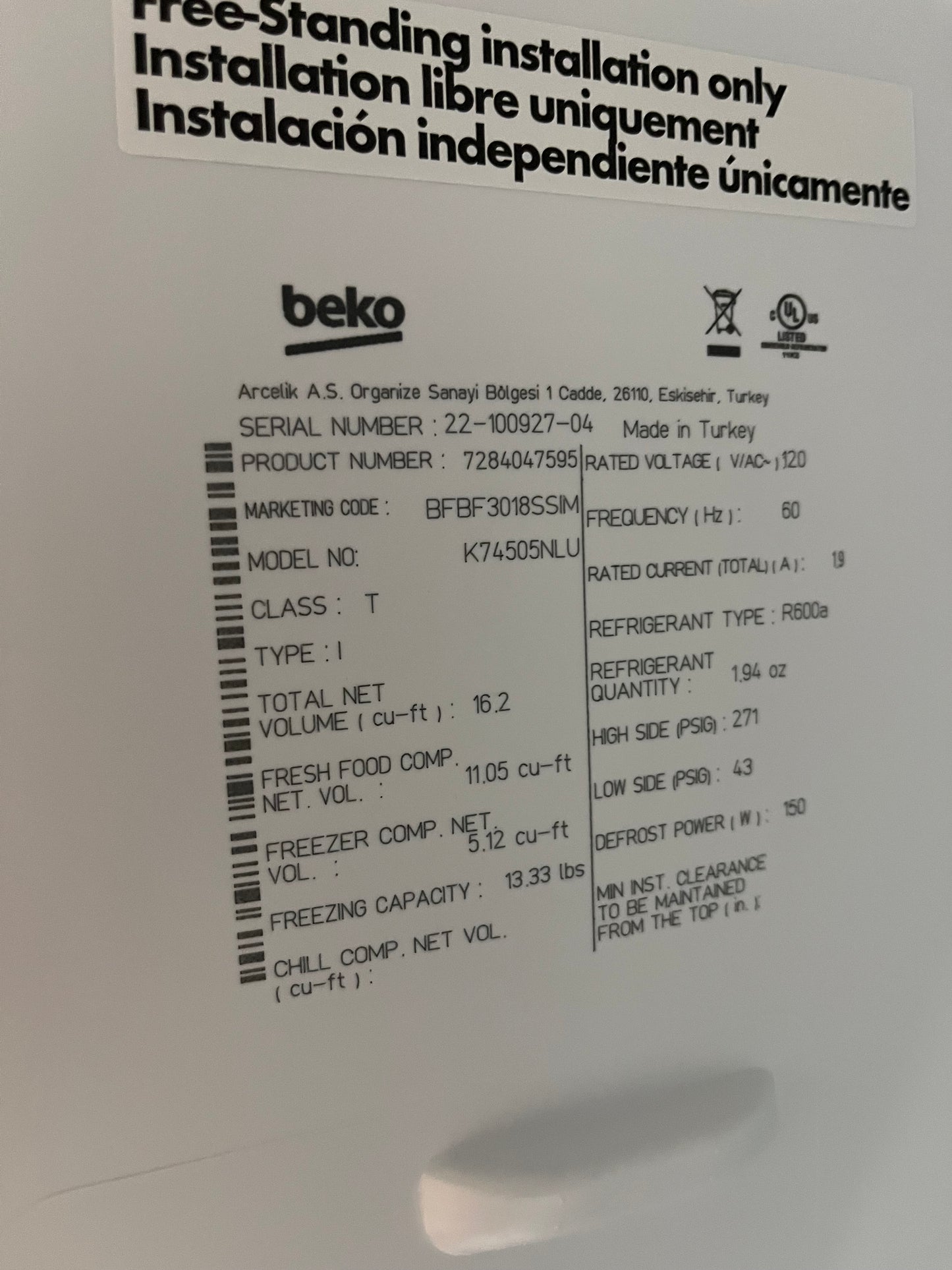 Open Box 📦 Bloomberg Bottom freezer Refrigerator stainless steel w/ice maker Item number #RF636VB-TR 29” in