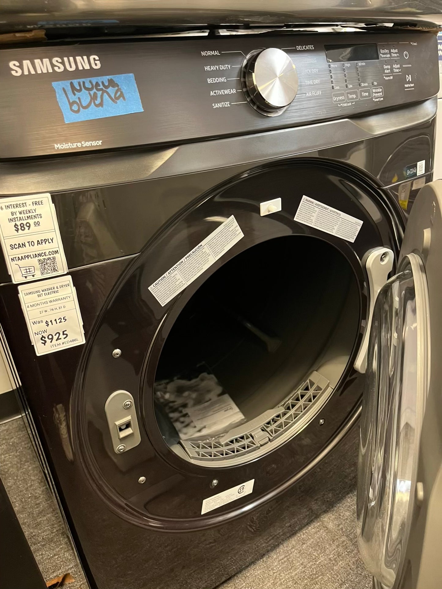- Open box | scratch & dent Samsung front load stackable dryer electric 220v stainless steel large capacity #ED486L