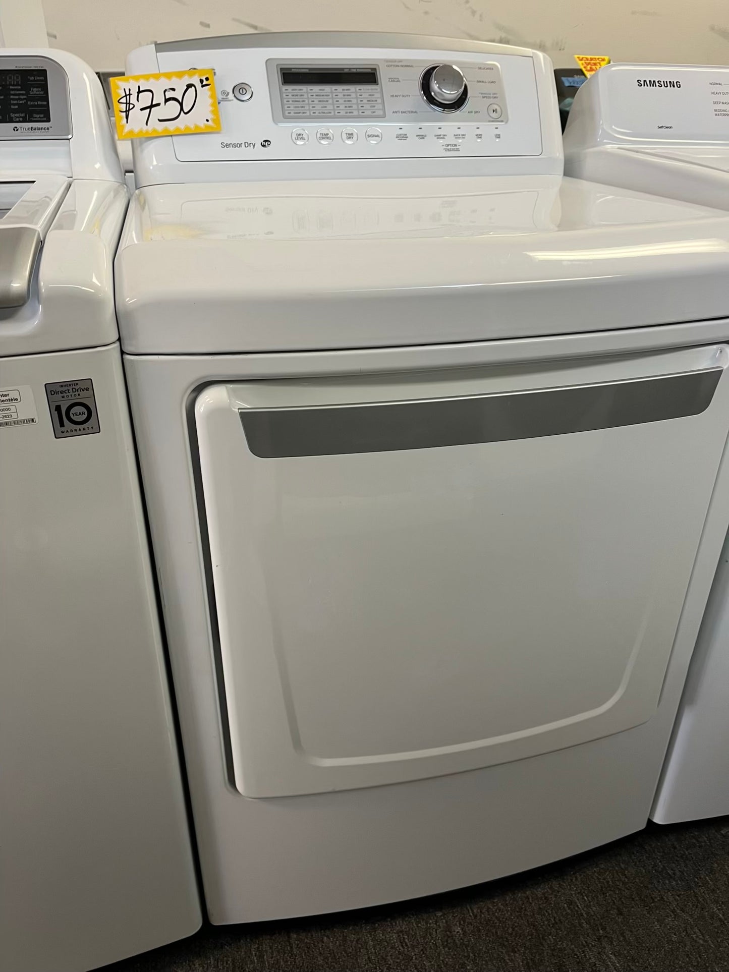 - LG washer & dryer set top load large capacity stainless steel drum in white 27" #ED483KB