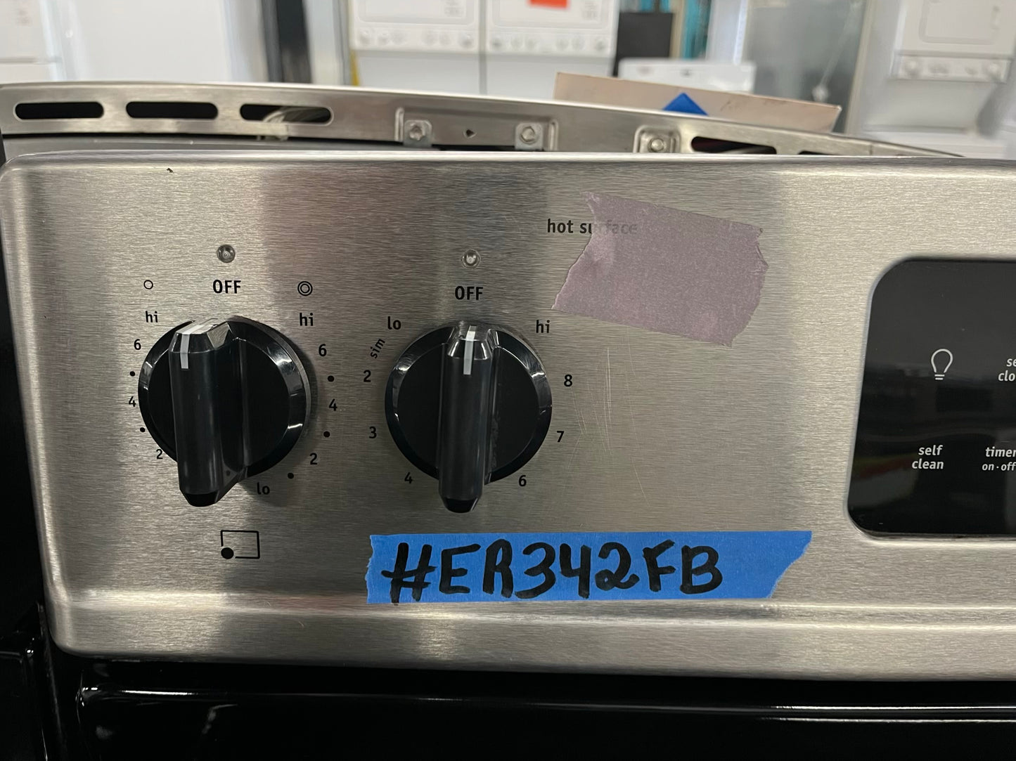 - Frigidaire electric range stainless steel 5 burner warm zone bake roast broil self clean 30” item number #ER342FB