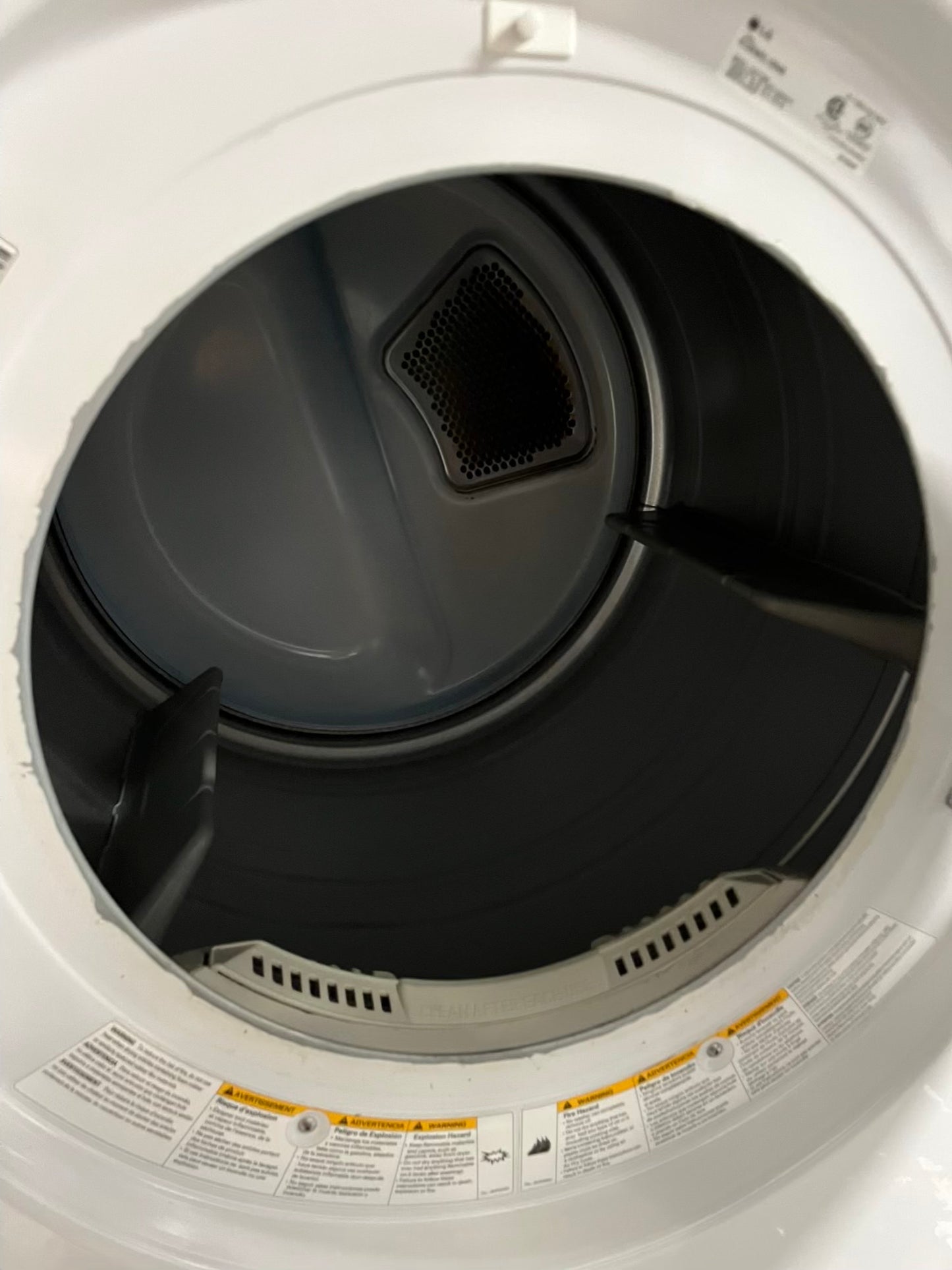 LG Dryer electric 220v in white front load w/pedestal extra storage stainless steel drum large capacity 27" refurbished #ED340SB