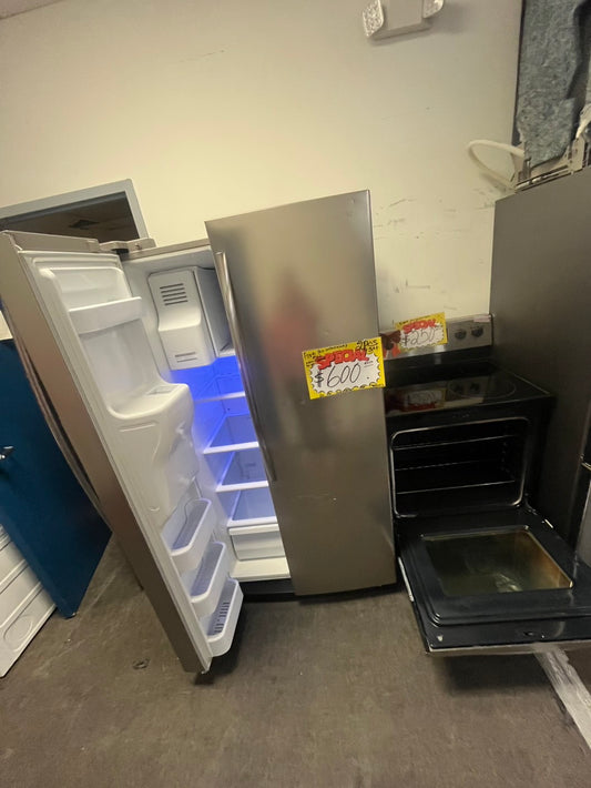 💥On Sale‼️- 2Pcs set Samsung side by Side Door fridge ( Water&iced Doesn’t work) just Freezer & fridge & electric stove stainless steel convection bake & broil self clean #RFSSAM34L