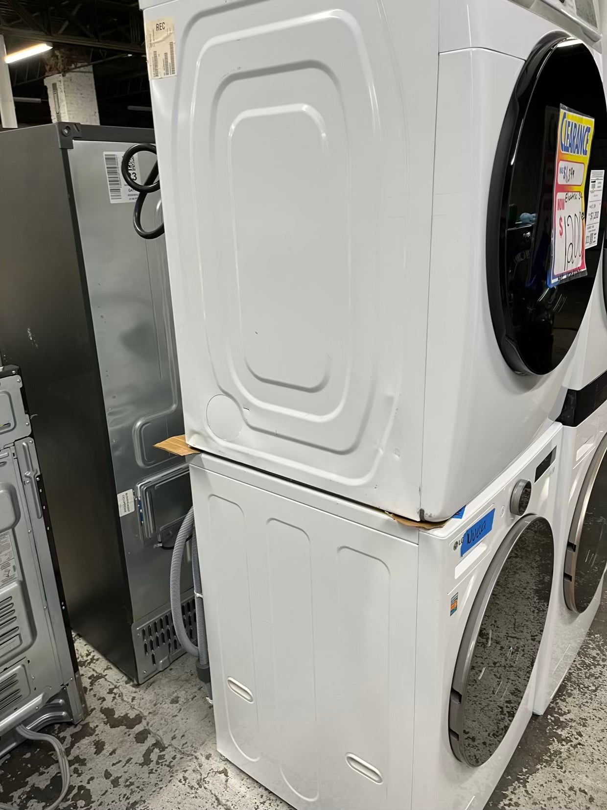 Open Box 📦 Scratch & Dent mix match LG 4.5 cu. ft. Capacity Smart Front Load ENERGY STAR Washer with TurboWash® 360° Al & Samsung 7.5 cu. ft. Vented Smart Stackable Electric 220v Dryer In White w/ Steam 27" in #WD634NB