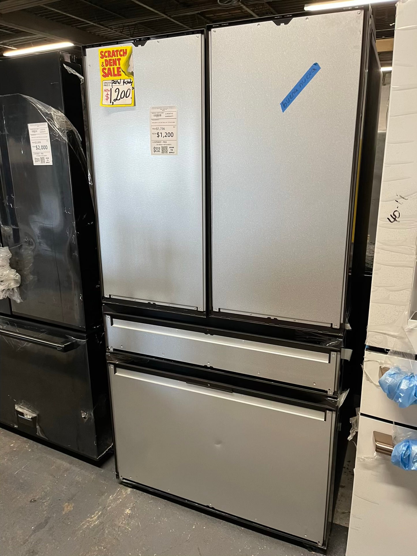 Open Box 📦 | Scratch & dent - Samsung 36 Inch panel ready Smart 4-Door French Door Refrigerator 29 cu. ft. Beverage Center, FlexZone™ Drawer, Dual Auto Ice Maker, Twin Cooling Plus, Wi-FI Enabled, ENERGY STAR® #RF841YB