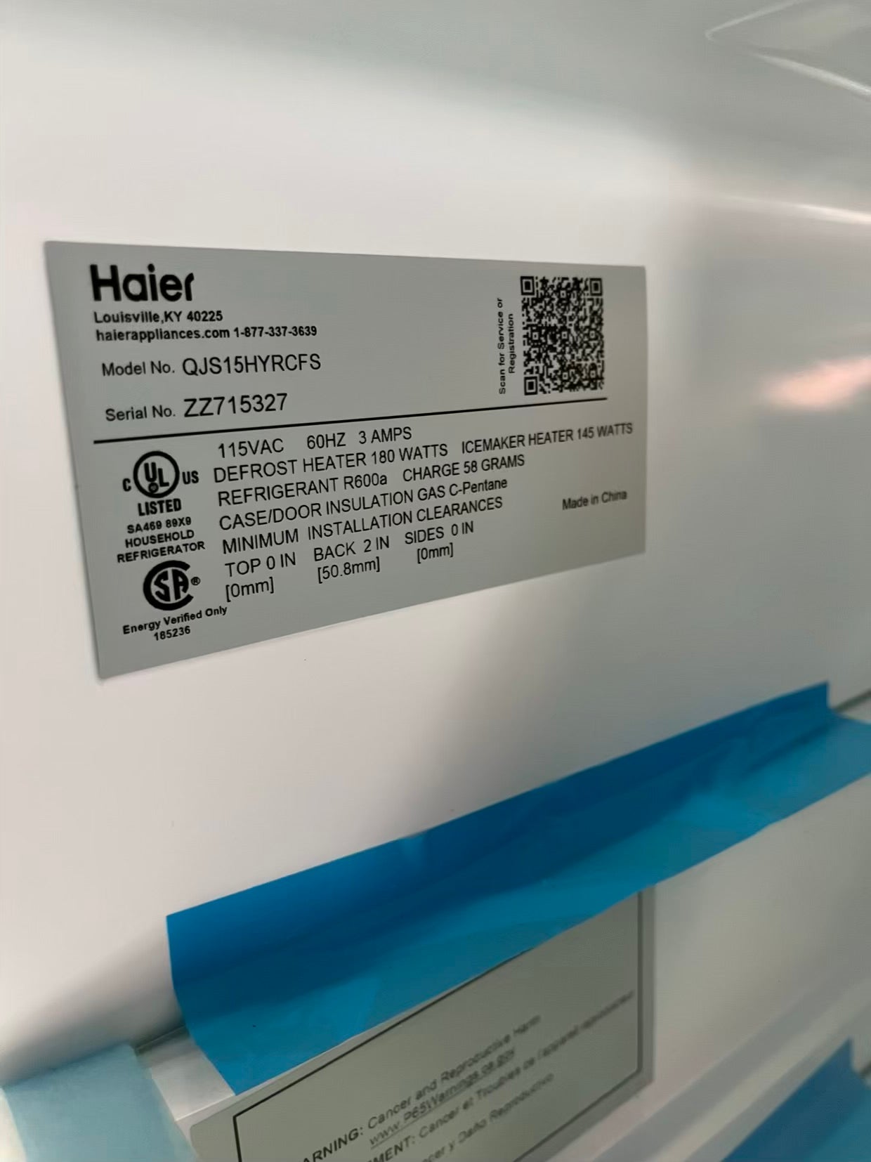 Open Box Haier four door refrigerator stainless steel counter depth 28" no ice maker #RF492KB