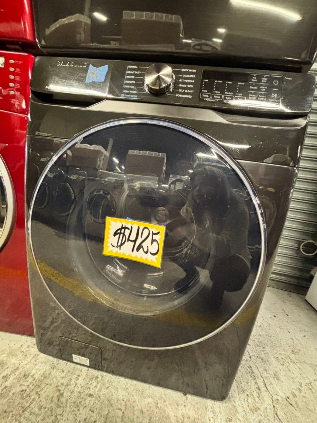 -Samsung dark-gray  27” 4.5cu.ft large capacity front load washing machine steam cycle stackable or side by side  #SS147IB