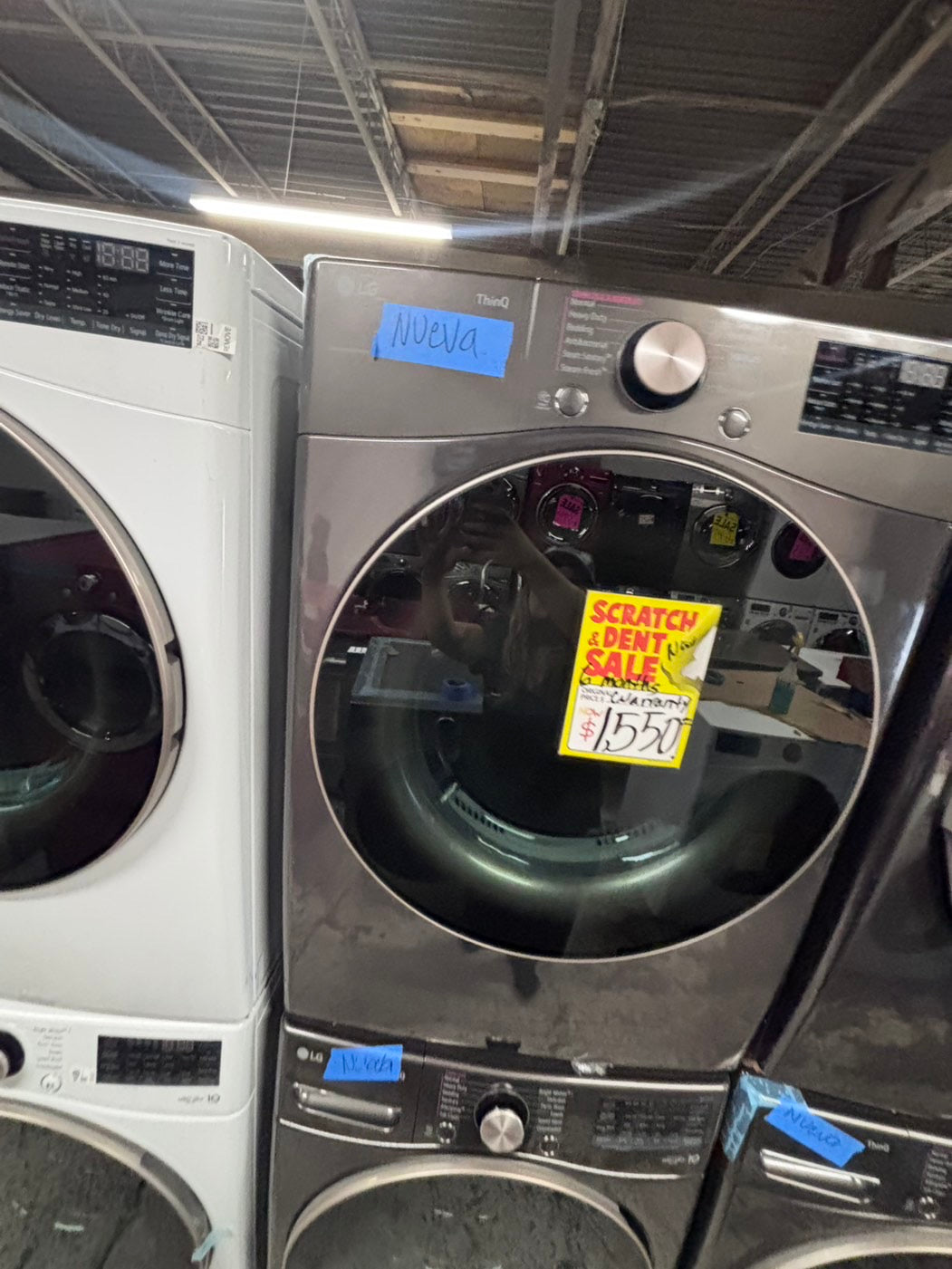 >>LG Open Box 📦 Scratch & Dent 4.5 cu. ft. Ultra Large Capacity Front Load Washer
& 7.4 cu. ft. Large Capacity Front Load Electric Dryer - black steel Set / stock number #WD3A1CB