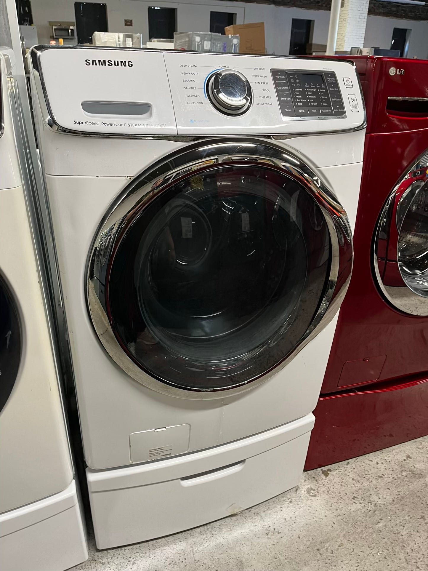 -Samsung front load washer & dryer set electric W/pedestal extra storage 27" #WD953CB