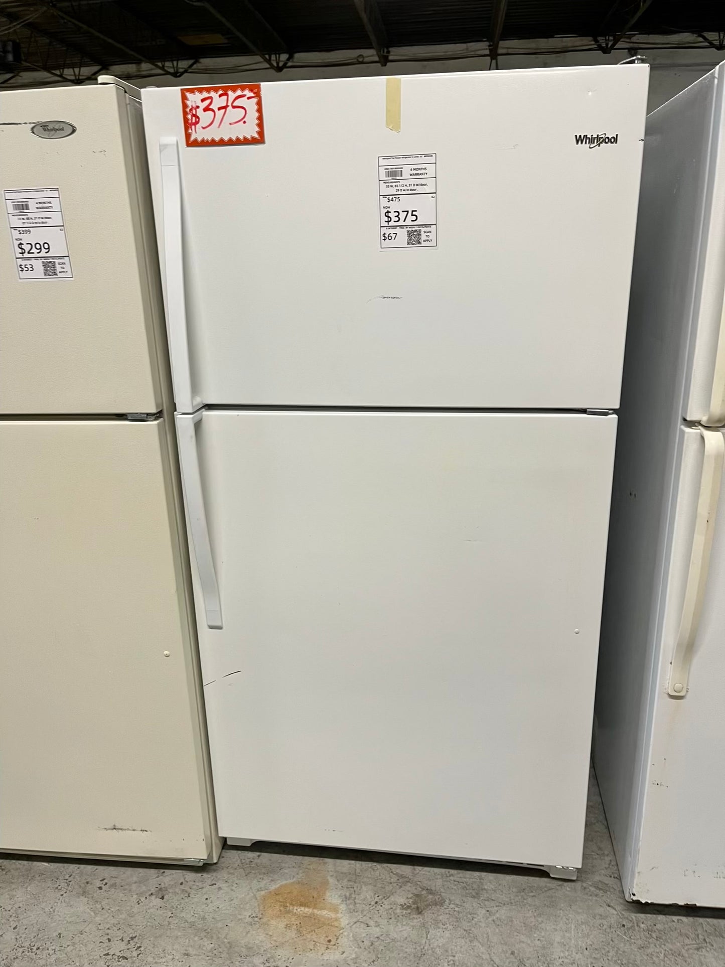 - Whirlpool Top freezer refrigerator in white 33" #RF893XB in Refurbished
