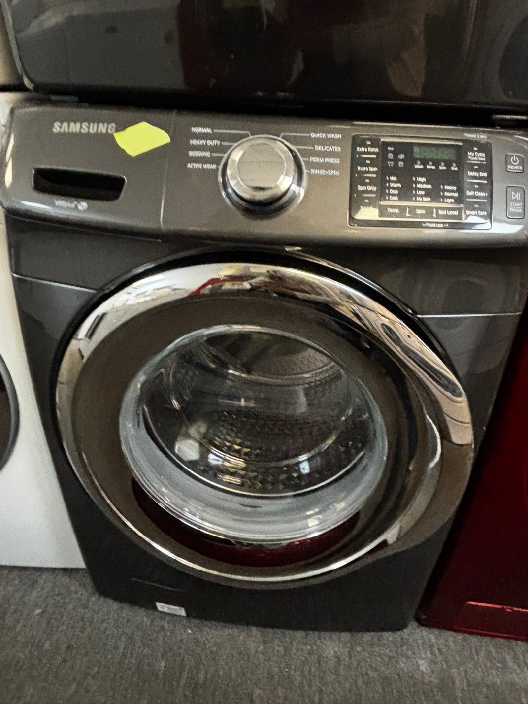 Samsung washer 4.5 cu. ft. capacity, VRT Plus, Smart Care, 1300 RPM spin, 8 preset cycles, 9 options, and 24-hour delay start. stackable or side by side  used-refurbished         #SWS647IL