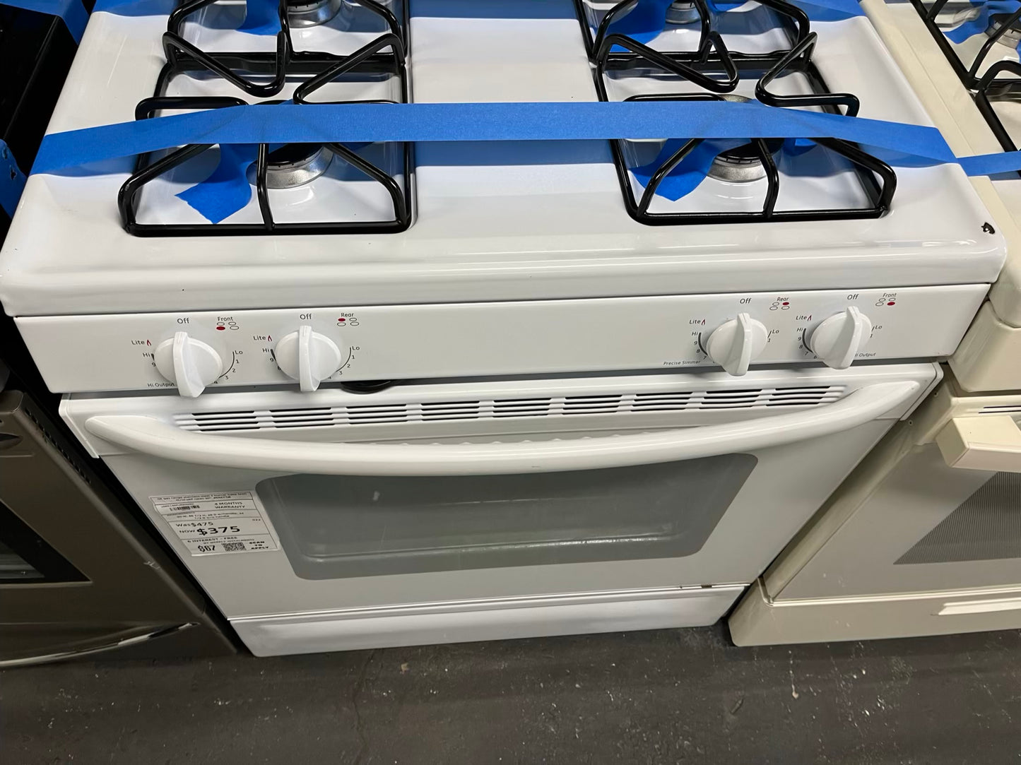 GE gas range stainless steel 4 burner bake broil hi/lo self clean 30" #ER677JB