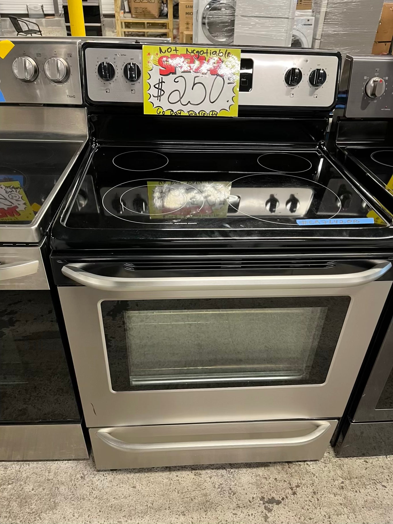 -Frigidaire glass top electric range 220v 4 burner bake broil self clean Refurbished stainless steel 30" #ER7142PB