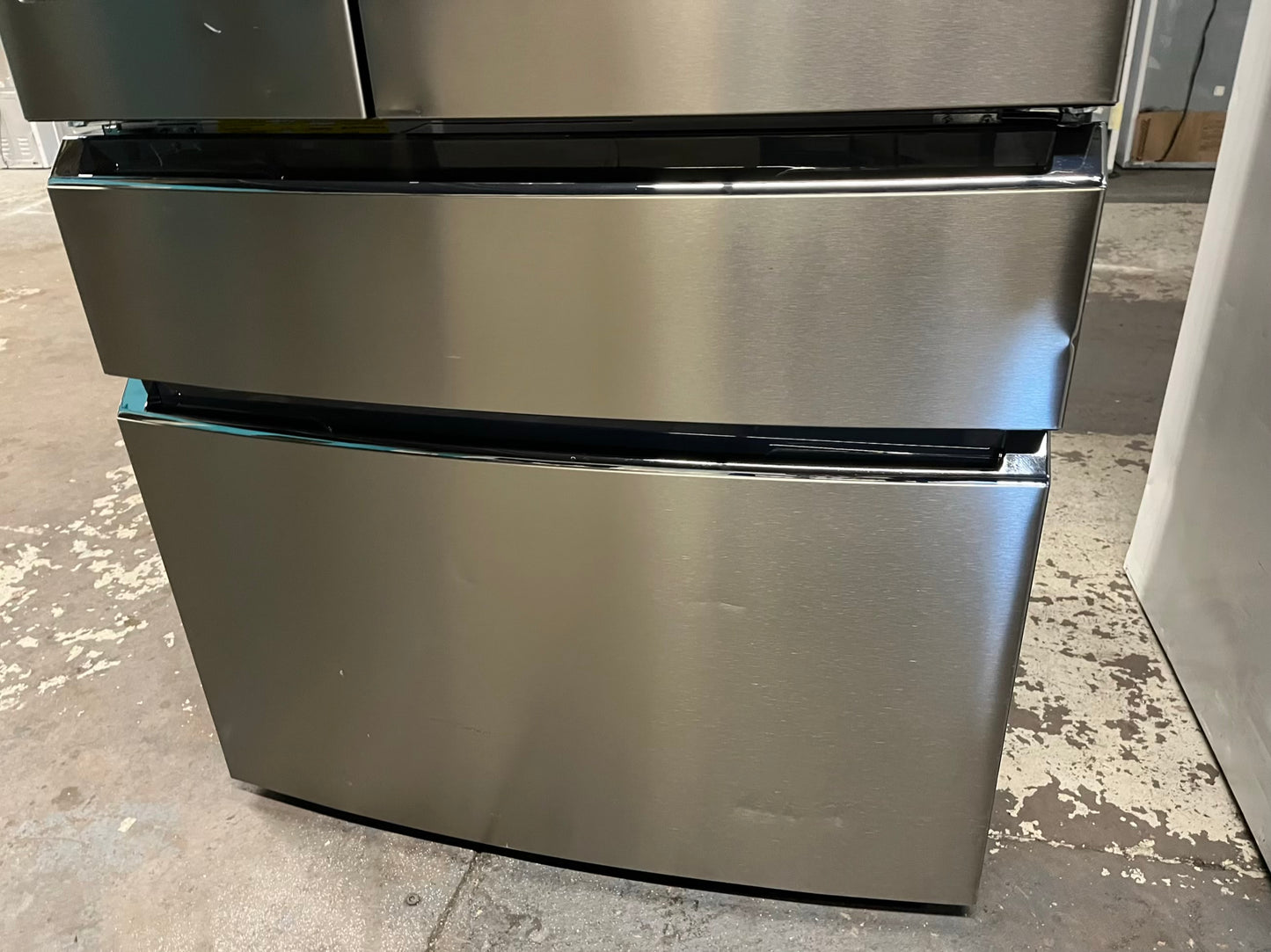 - Frigidaire Gallery four door refrigerator counter depth  stainless steel w/ice and water dispenser  used-refurbished 36”  #RF994BPB