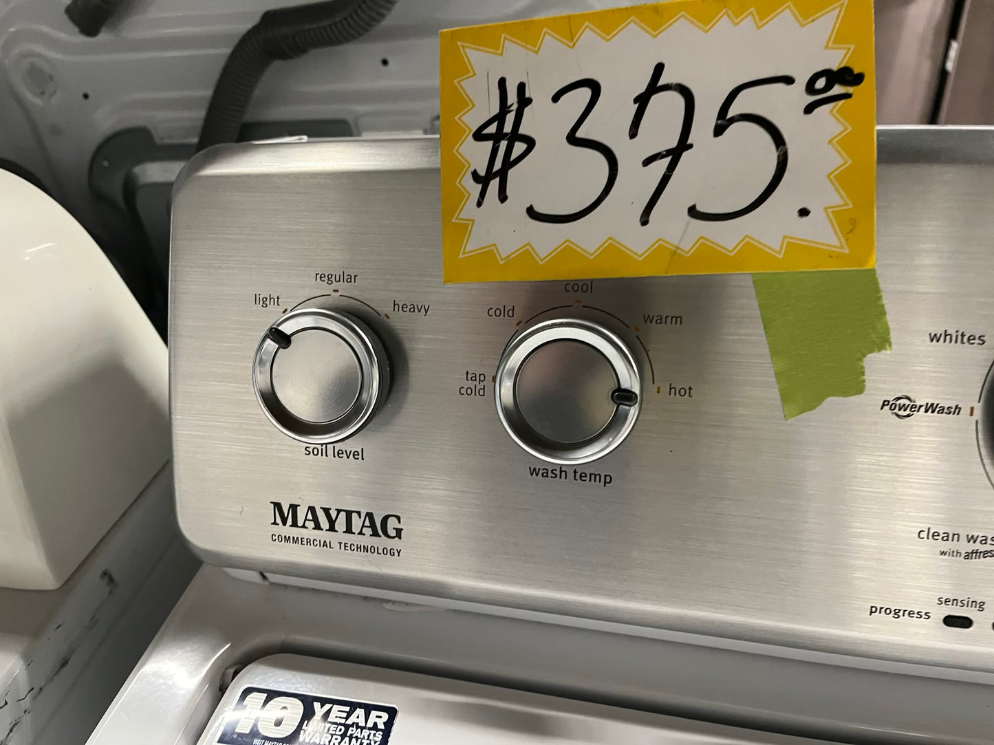 - Maytag Top load washing machine side x side large stainless steel drum capacity w/agitator 27" Refurbished #W001KB-TR