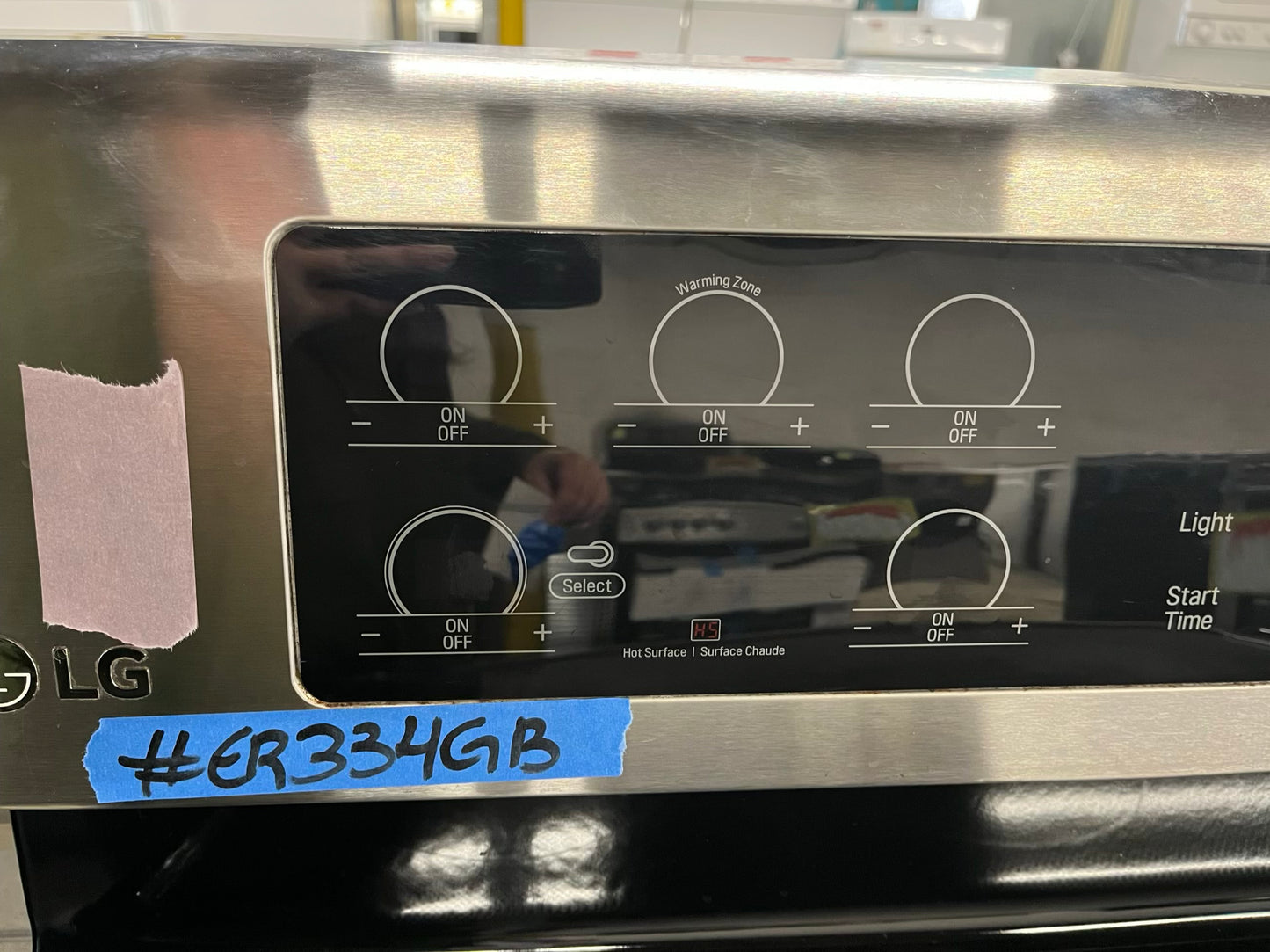 -LG electric range stainless steel 5 burner warm zone convection bake roast broil self clean 30” item number #ER334GB