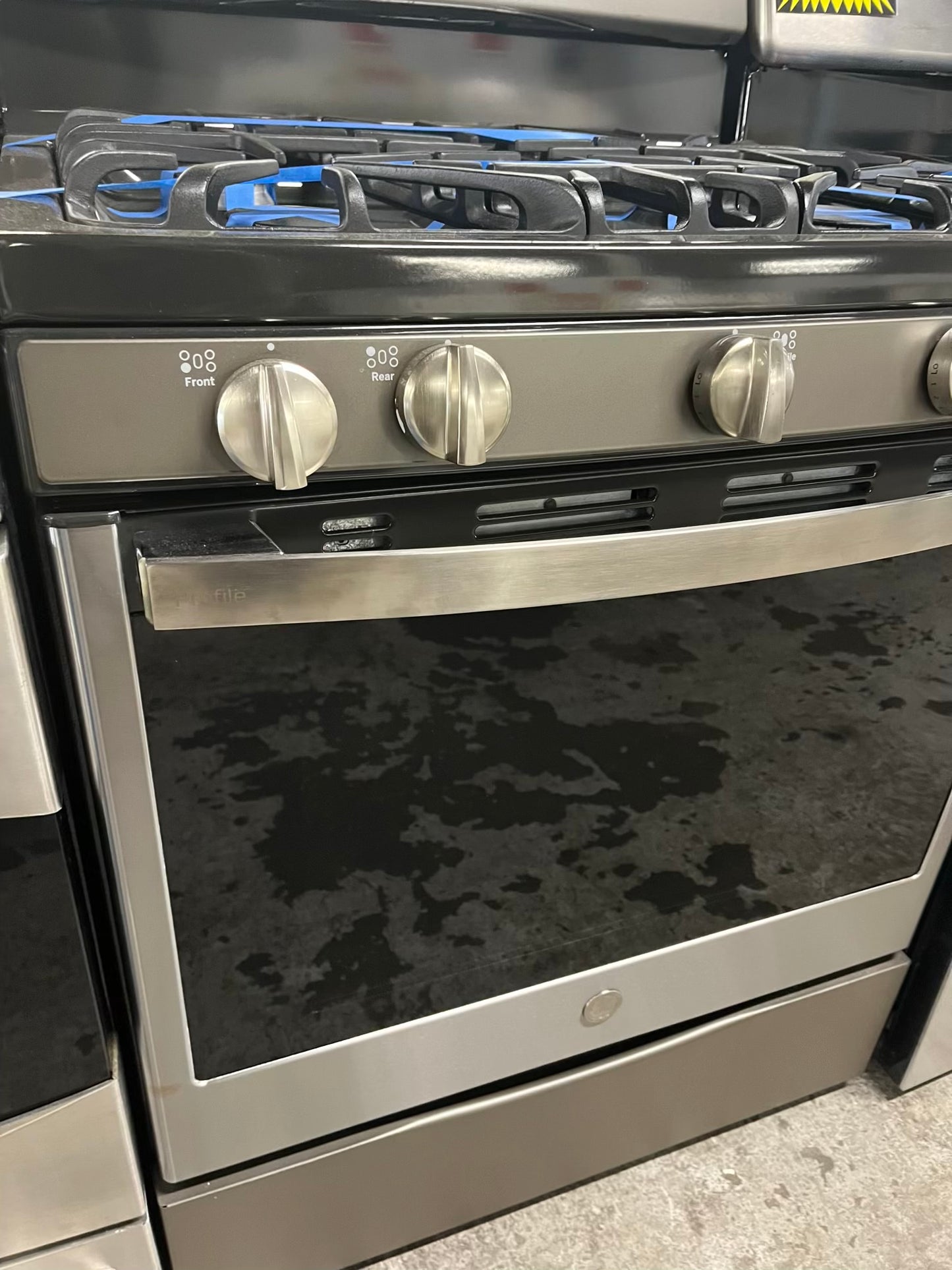 - GE Adora range 5 burner convection roast bake broil hi/lo steam clean slate used refurbished 30" #GR901KB