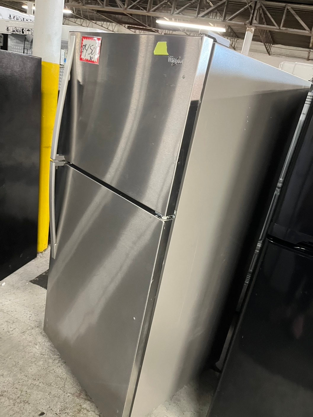 =Whirlpool 30” top freezer refrigerator in stainless steel-used refurbished 30’ #RF17CB