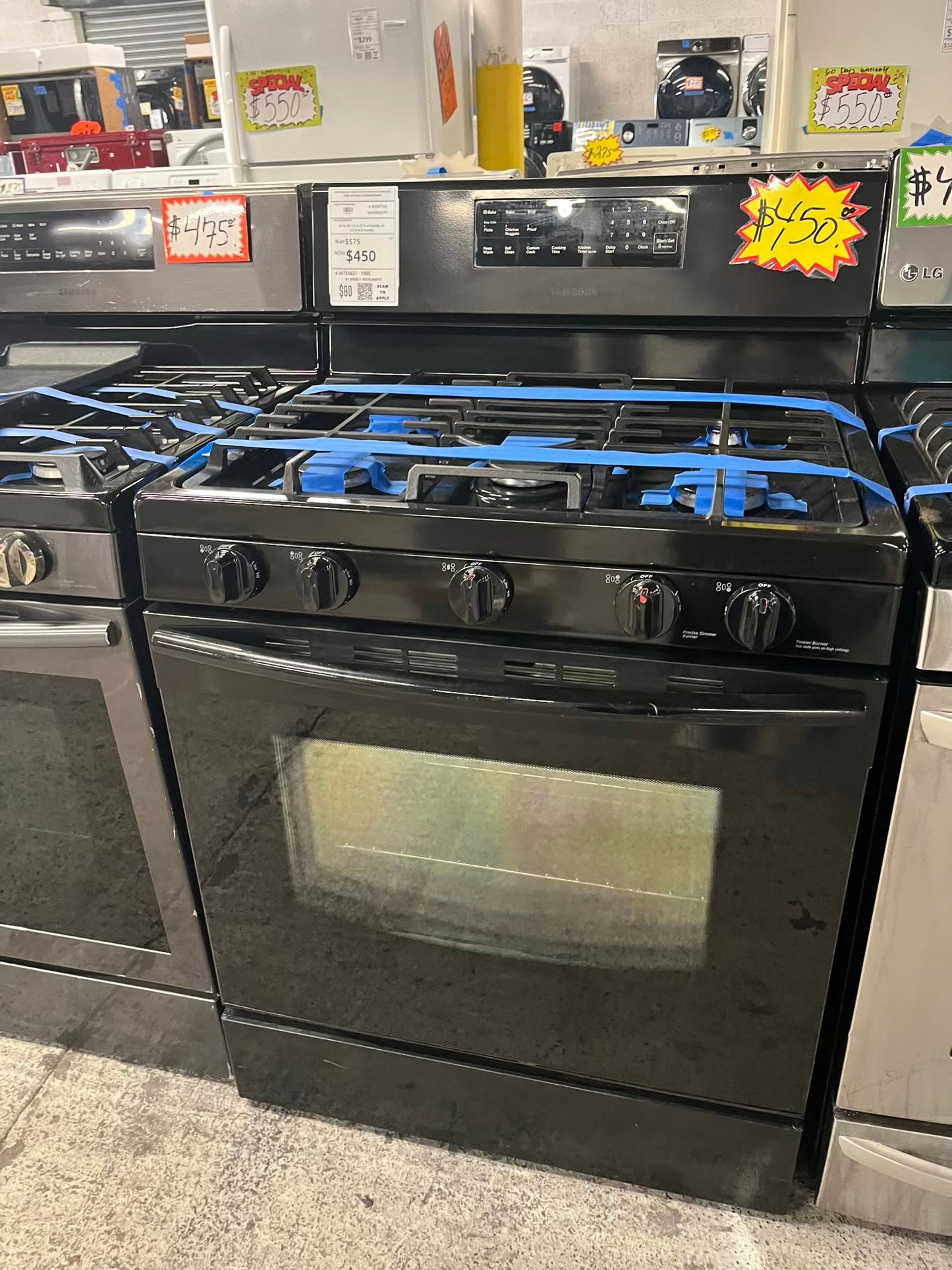 - Samsung Gas range 5 burner convection bake broil bake self clean in black #GR744LB