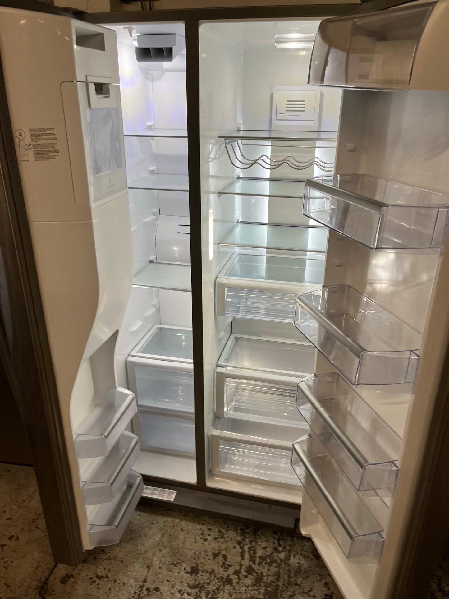 - Whirlpool Side x side Refrigerator stainless steel NO ice maker / NO water dispenser - item number #RF739AB 36” in Refurbished