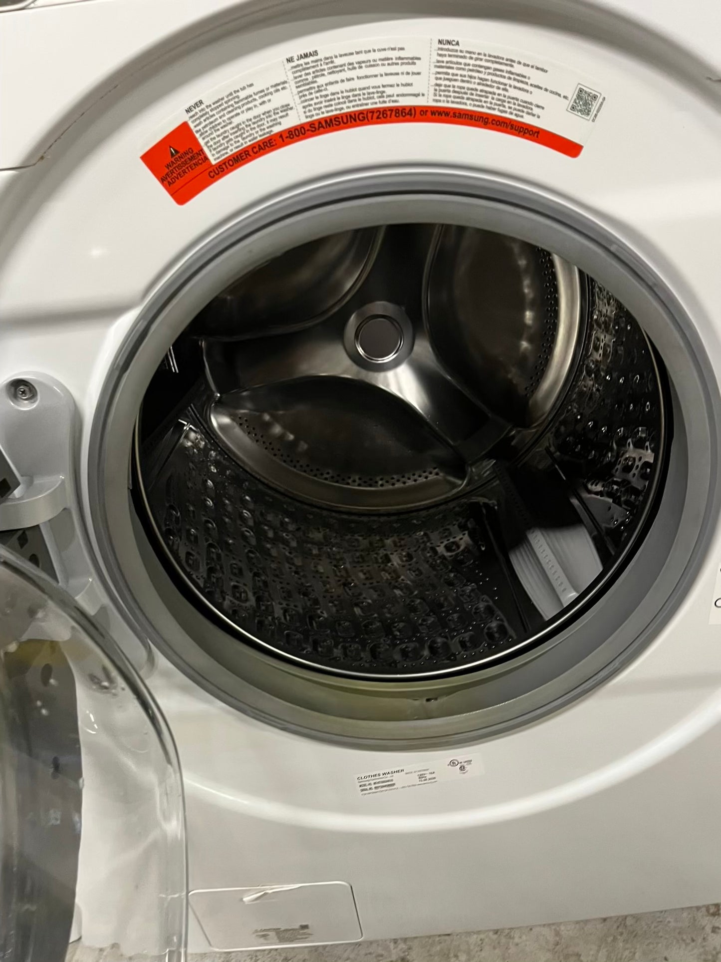 Samsung steam cycle washer 4.5 cu ft & dryer 7.5 cu ft set electric 220v front load stackable sensor dry He in white #WD808PB