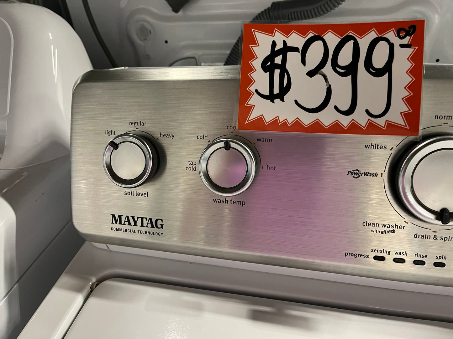 Maytag top load washing machine stainless steel drum W/agitator large capacity 4.5 cu ft 27" in #W759VB