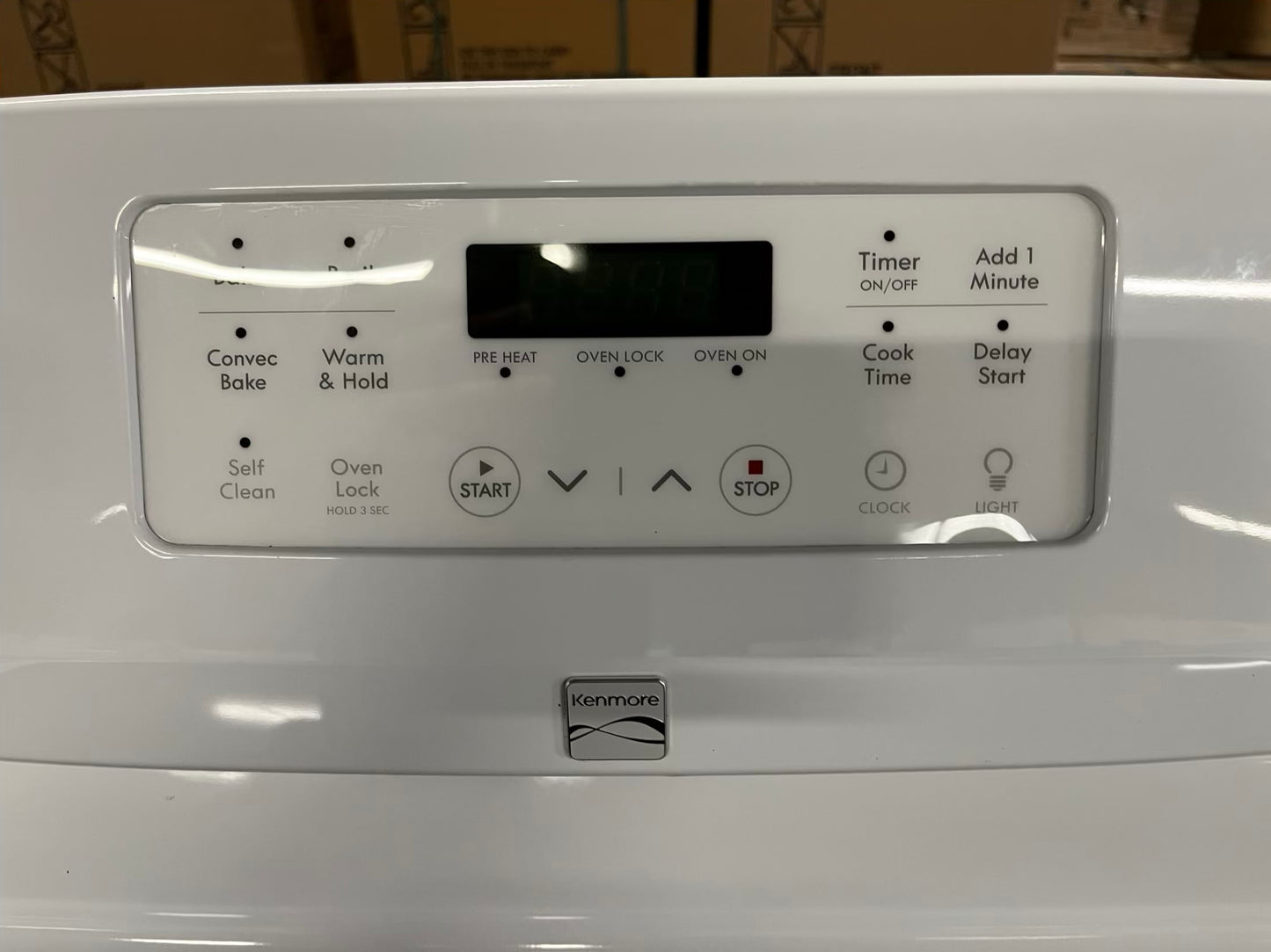 Kenmore electric range 220v 5 burner warm zone convection bake broil self clean in white Refurbished 30" #ER185LB