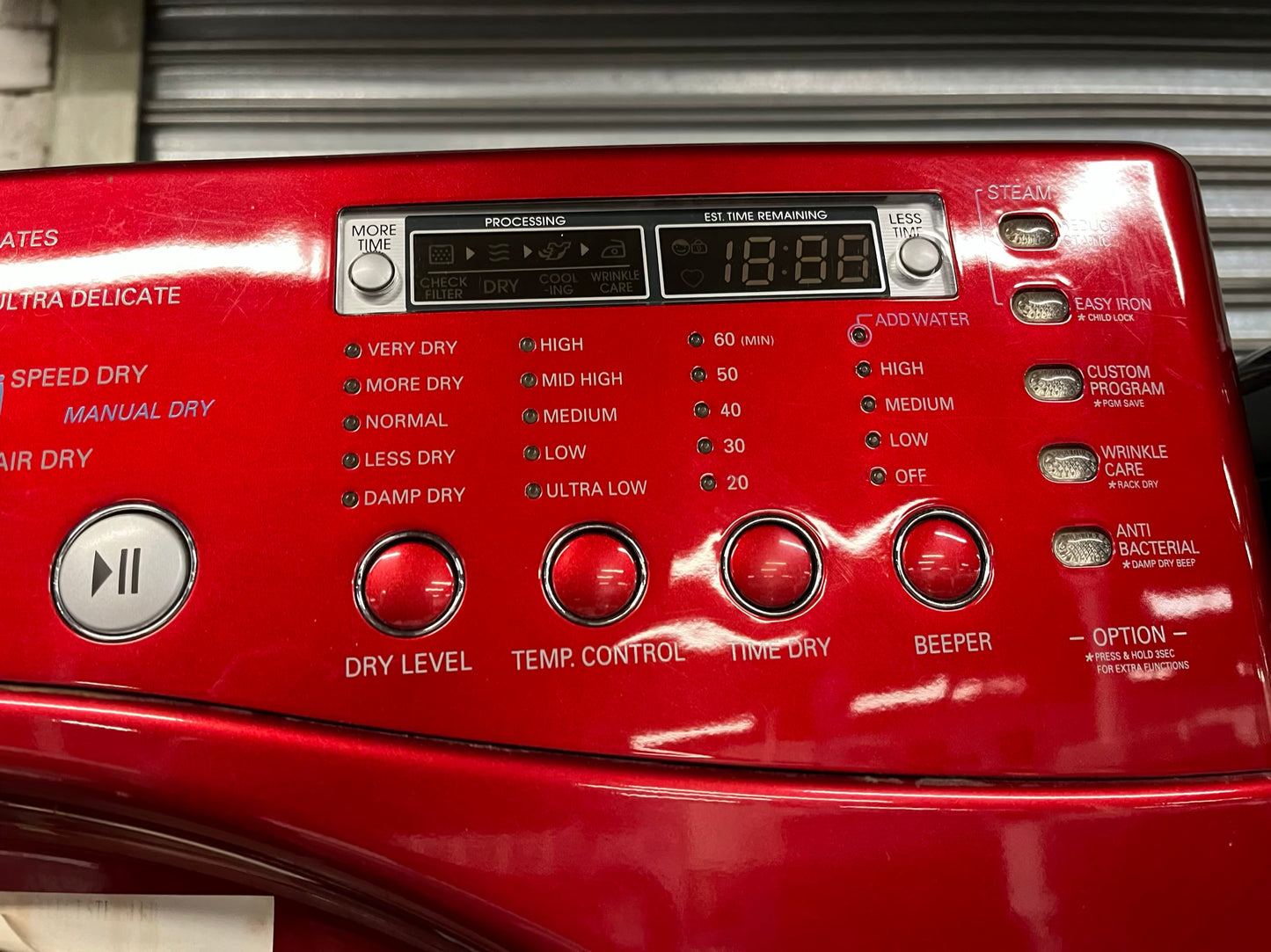 LG steam cycle washer 4.5 cu ft & dryer 7.5 cu ft set electric 220v front load stackable sensor dry He in red #WD852CB